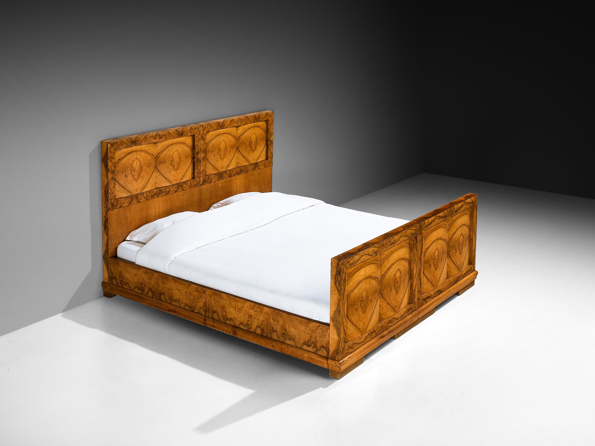 Gaetano Borsani for Atelier di Varedo Double Bed in Walnut Burl More Furniture and Collectibles Morentz