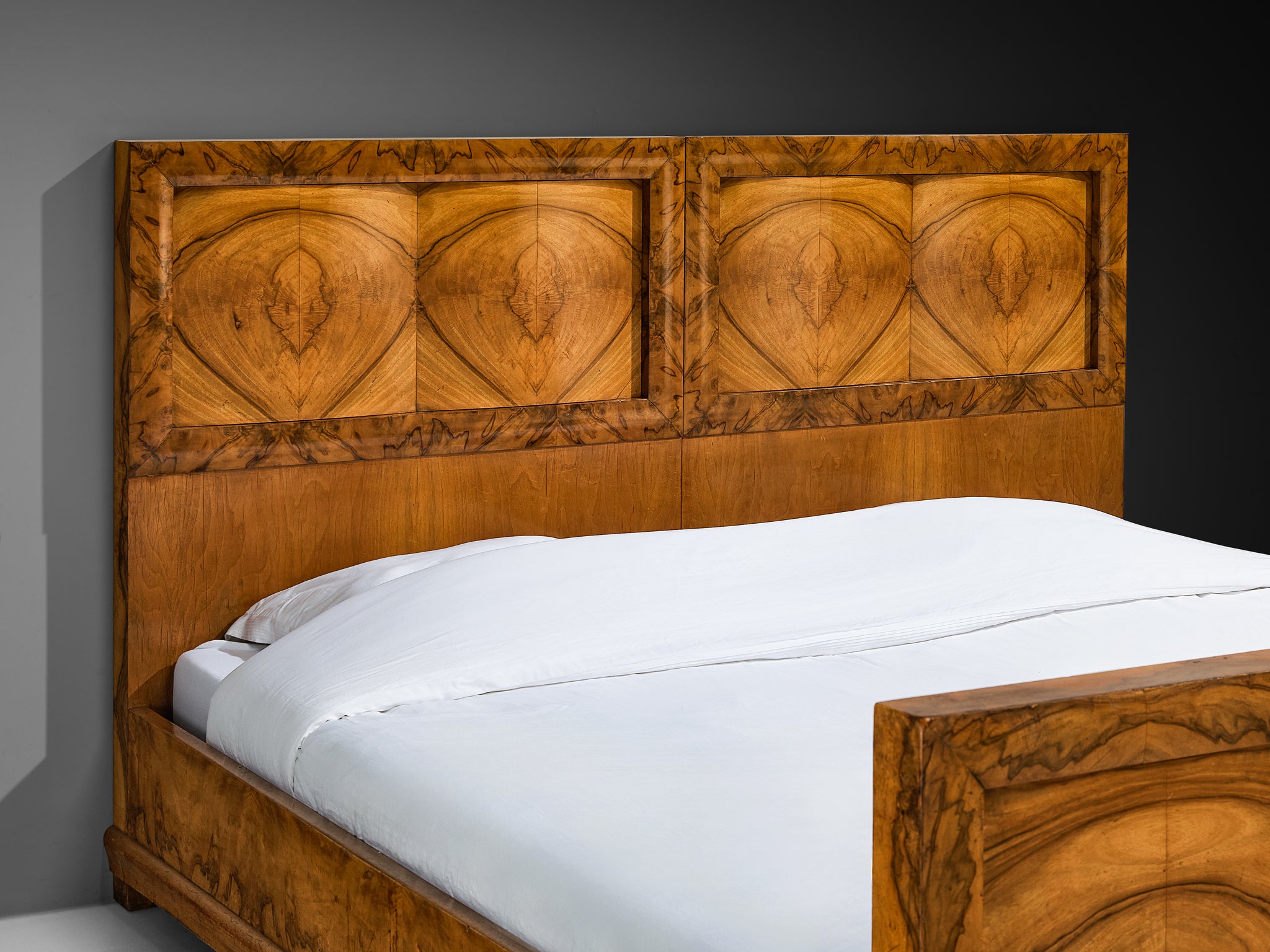 Gaetano Borsani for Atelier di Varedo Double Bed in Walnut Burl More Furniture and Collectibles Morentz