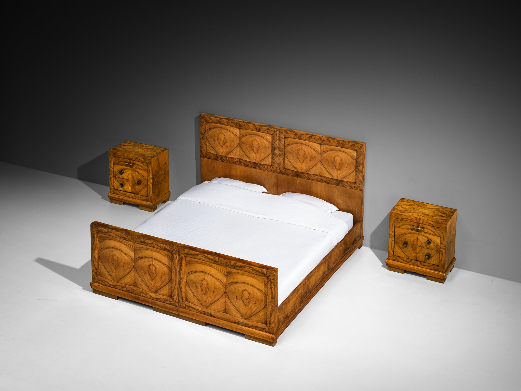 Gaetano Borsani for Atelier di Varedo Bedroom Set in Walnut Burl and Brass More Furniture and Collectibles Morentz