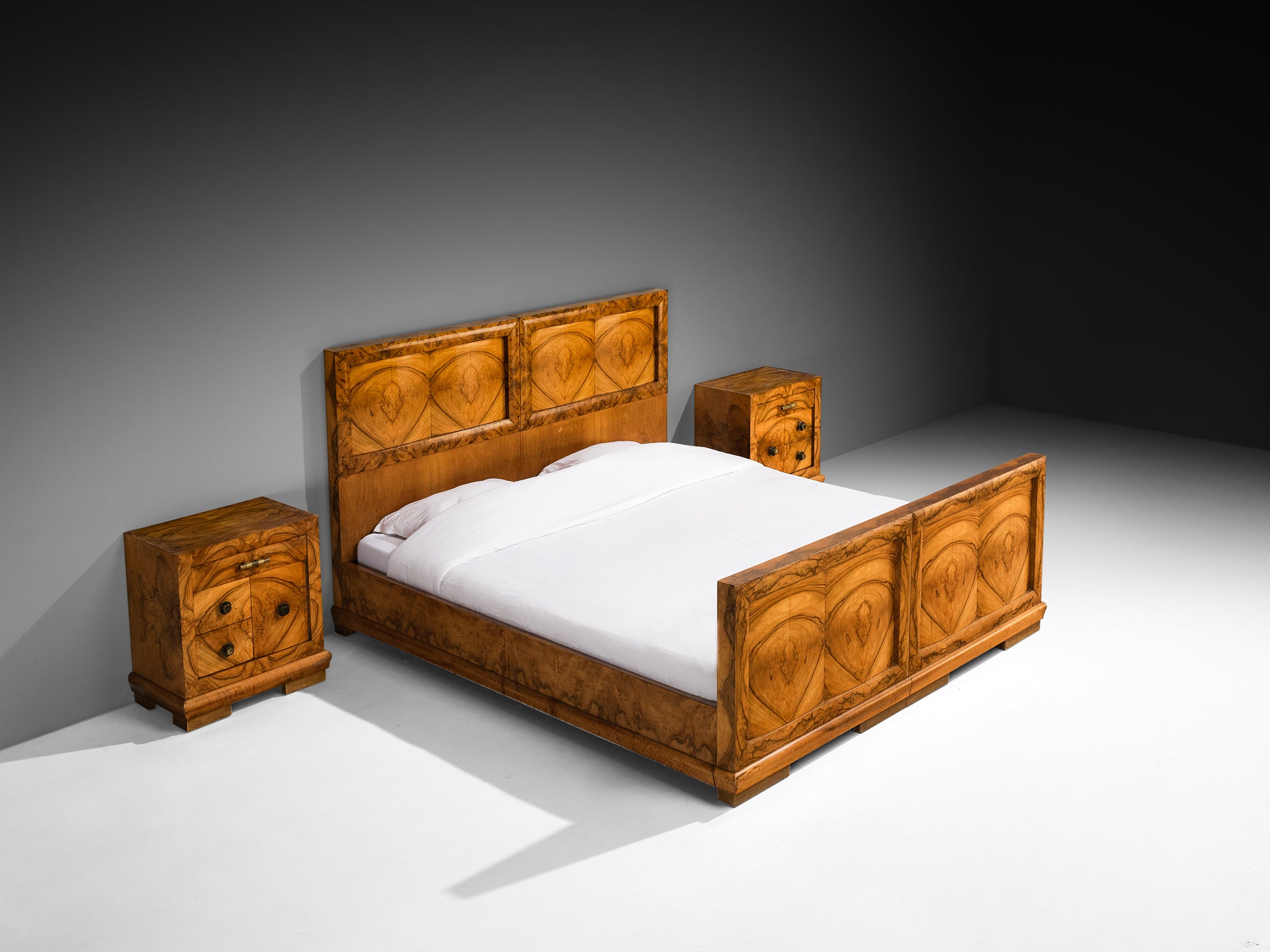 Gaetano Borsani for Atelier di Varedo Bedroom Set in Walnut Burl and Brass More Furniture and Collectibles Morentz