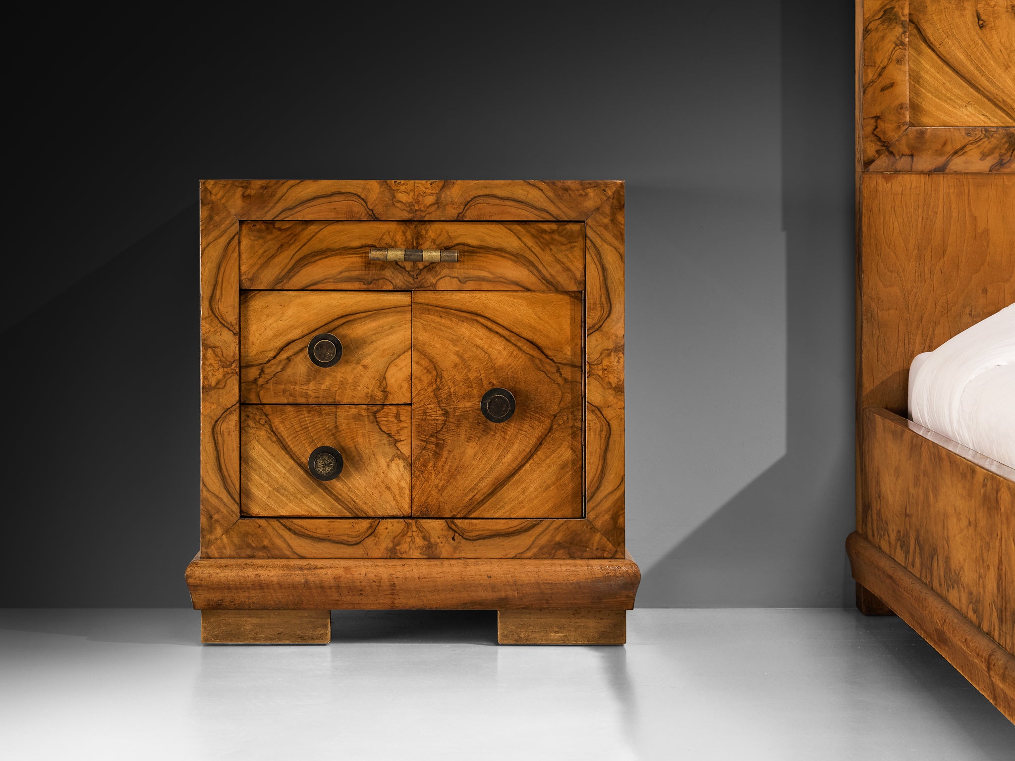 Gaetano Borsani for Atelier di Varedo Bedroom Set in Walnut Burl and Brass More Furniture and Collectibles Morentz