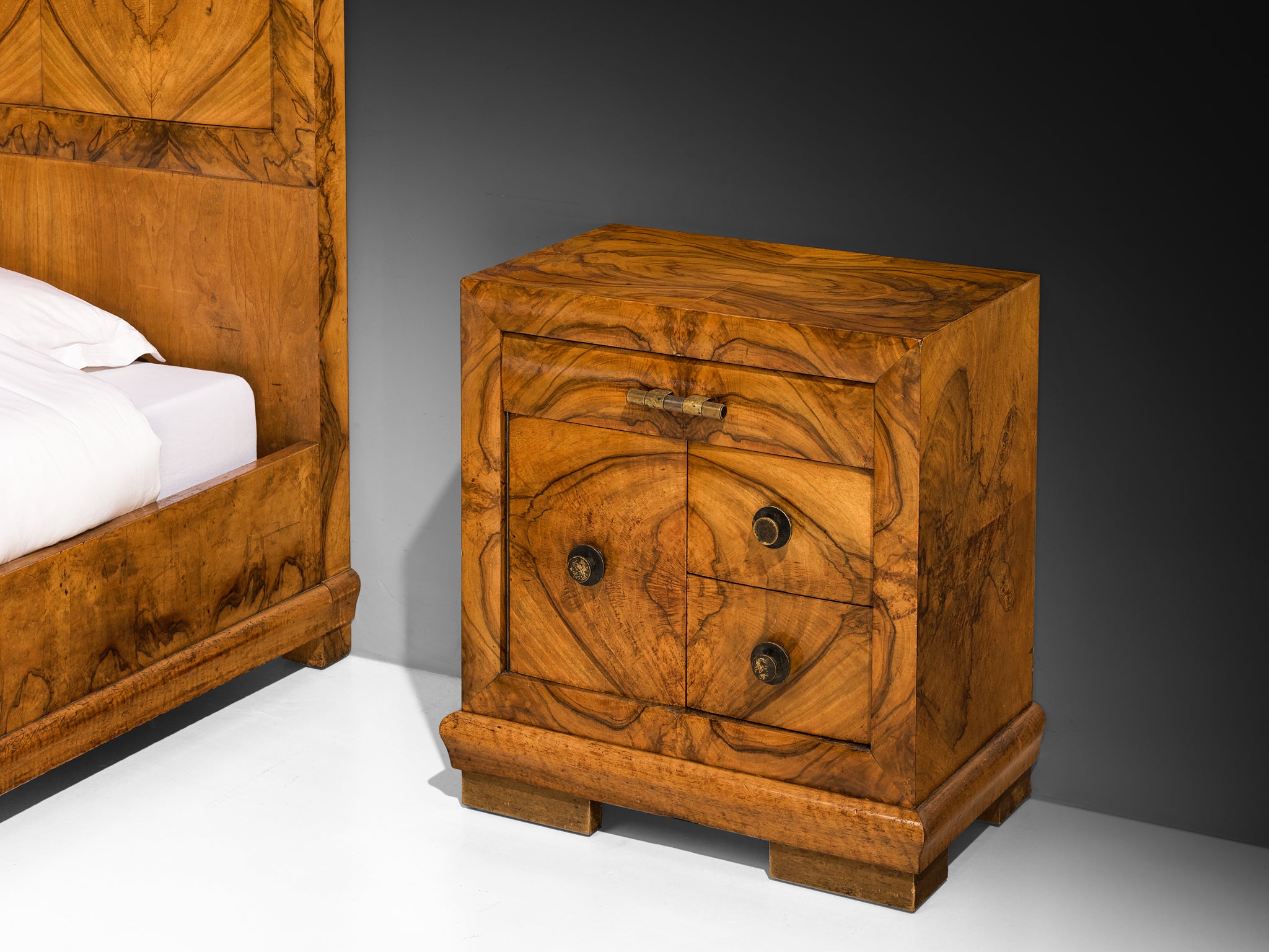Gaetano Borsani for Atelier di Varedo Bedroom Set in Walnut Burl and Brass More Furniture and Collectibles Morentz