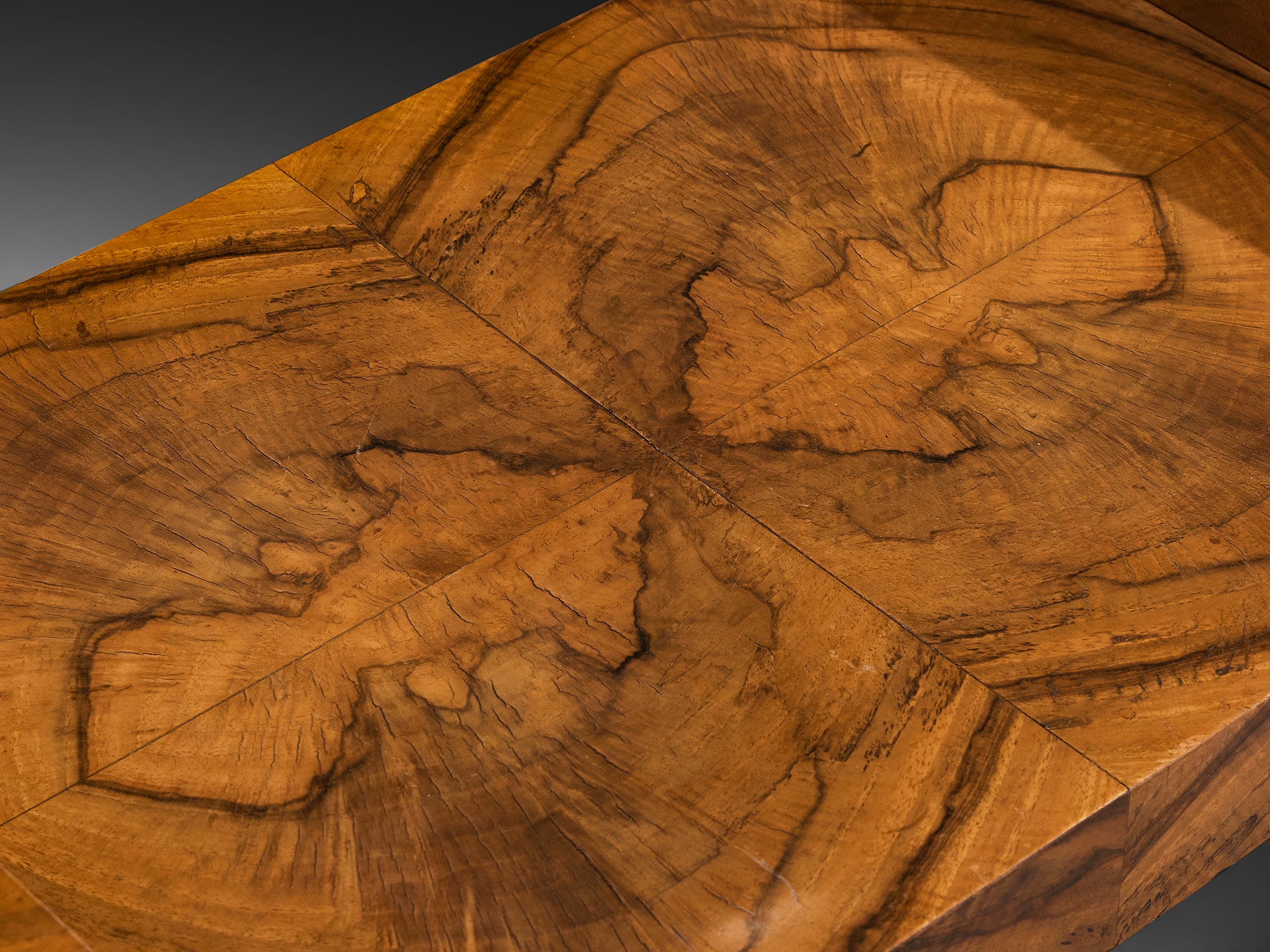 Gaetano Borsani for Atelier di Varedo Vanity Set with Stool in Walnut Burl Tables Morentz