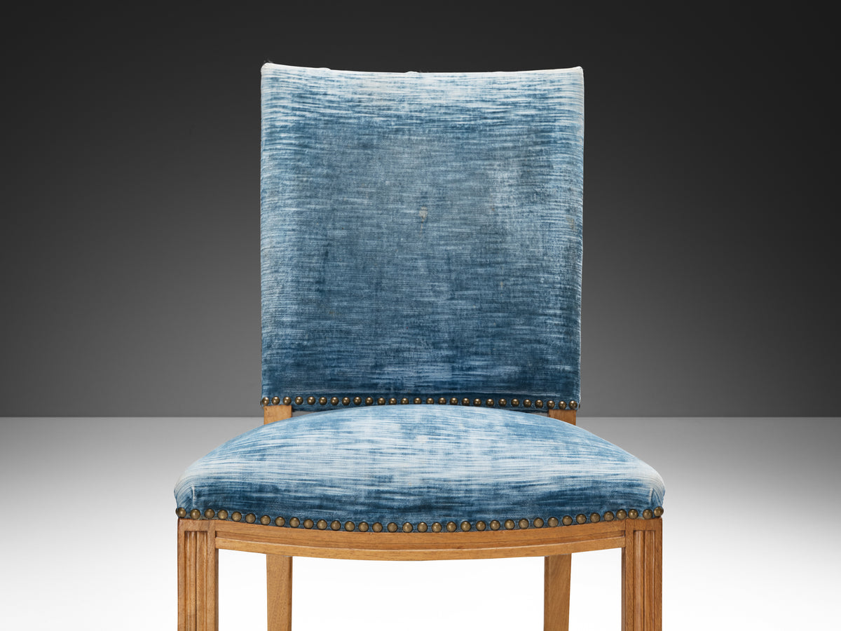 Nordic Set of Twelve Dining Chairs in Walnut and Velvet by Danish Cabinetmaker Seating Morentz