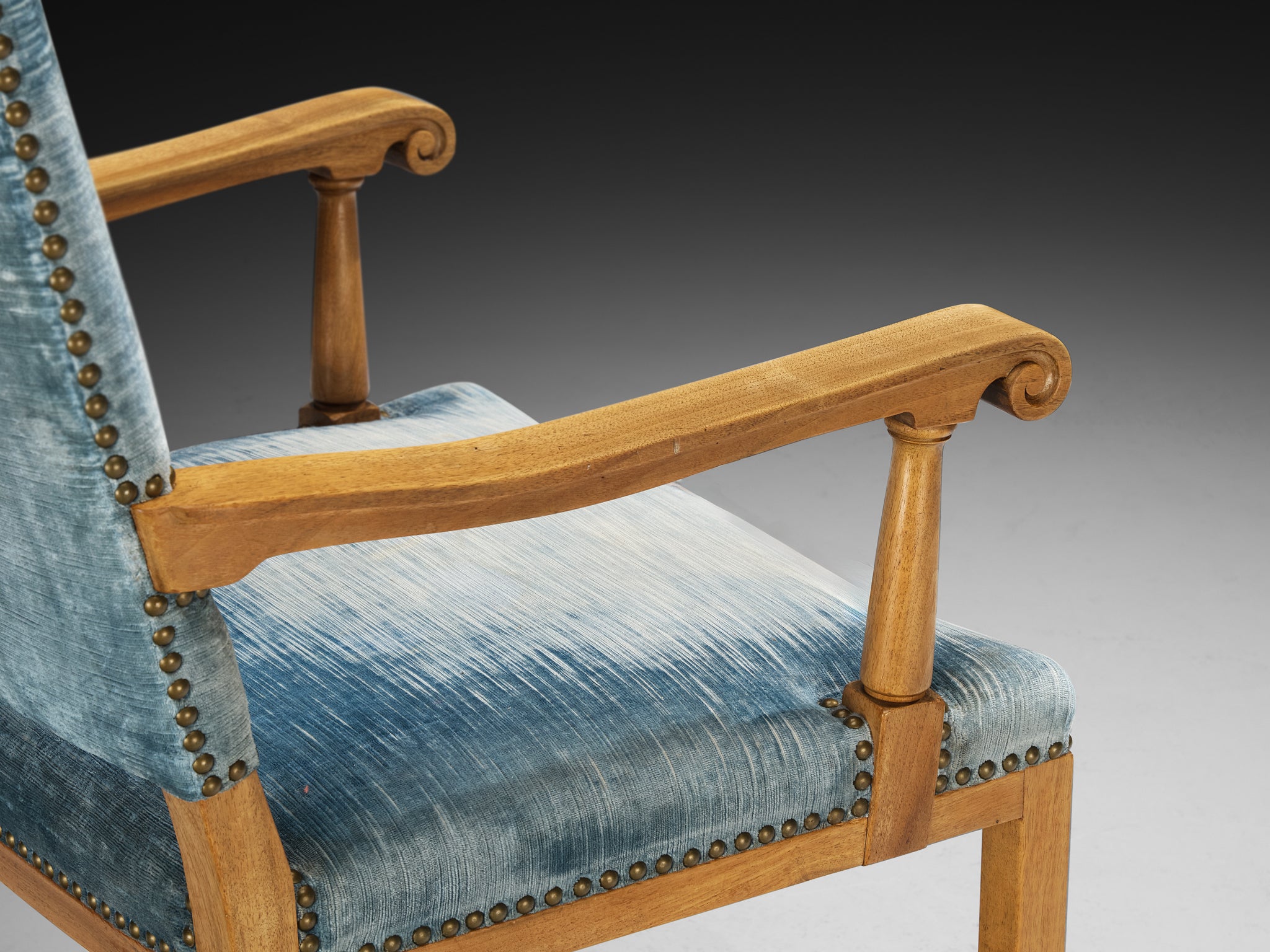 Nordic Pair of Armchairs in Walnut and Velvet by Danish Cabinetmaker Seating Morentz