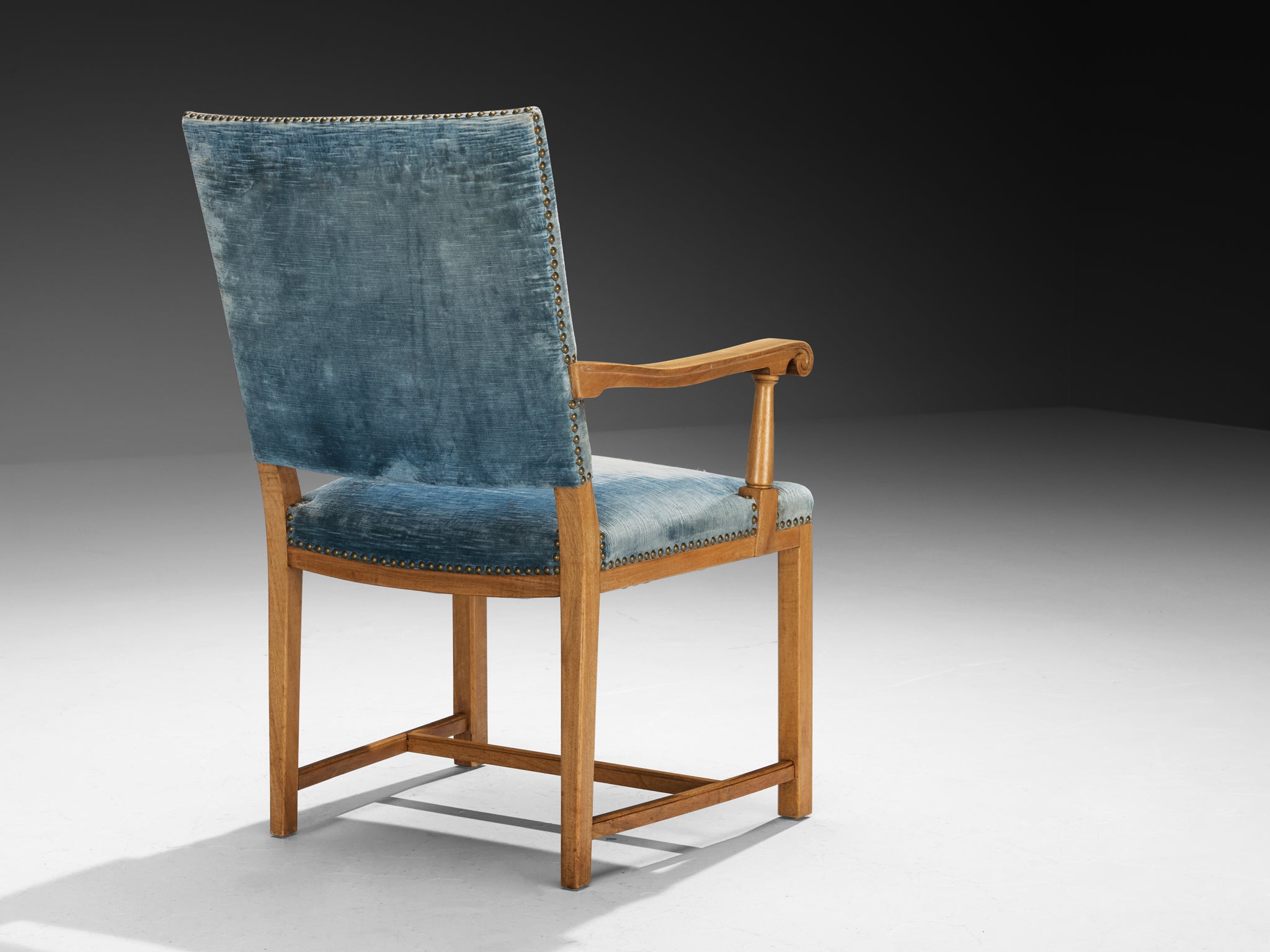 Nordic Pair of Armchairs in Walnut and Velvet by Danish Cabinetmaker Seating Morentz