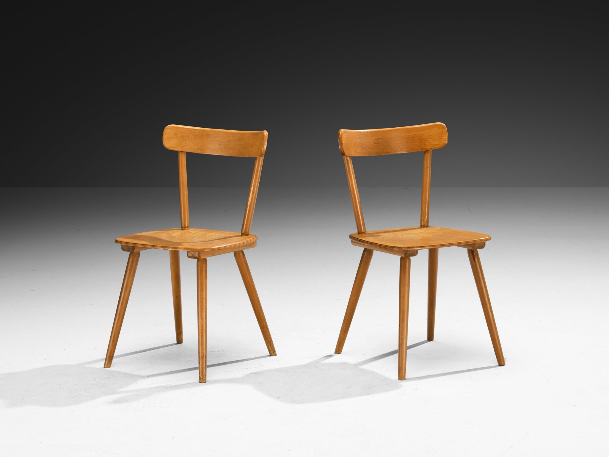 Mid-Century Modern Dining Chairs in Blonde Wood Seating Morentz