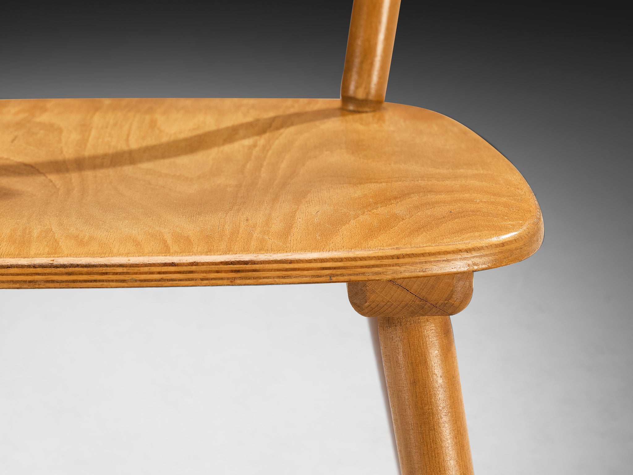 Large Set of Mid-Century Modern Dining Chairs in Blonde Wood Seating Morentz