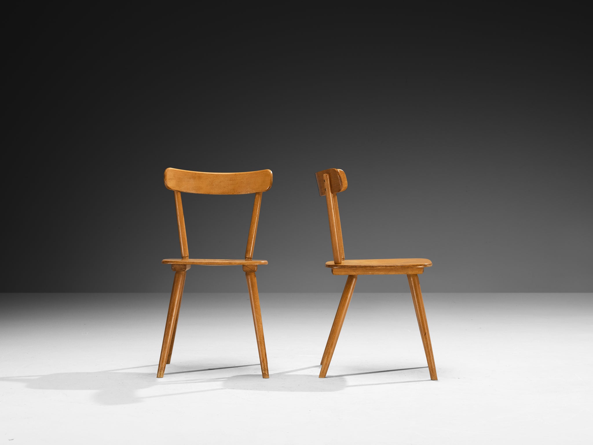 Large Set of Mid-Century Modern Dining Chairs in Blonde Wood Seating Morentz