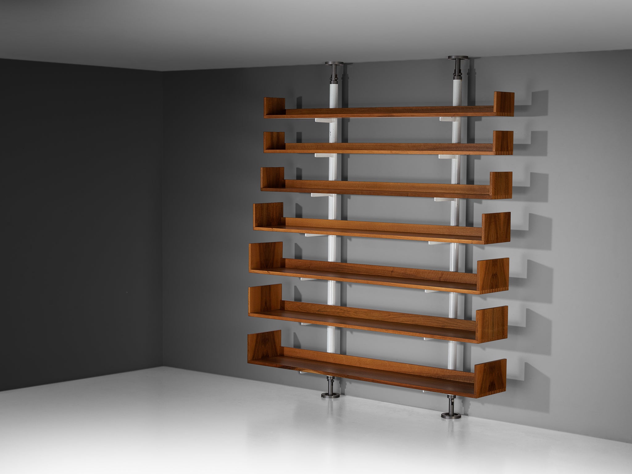 Carlo Scarpa for Bernini '795' Library in Metal and Walnut Case pieces and storage cabinets Morentz