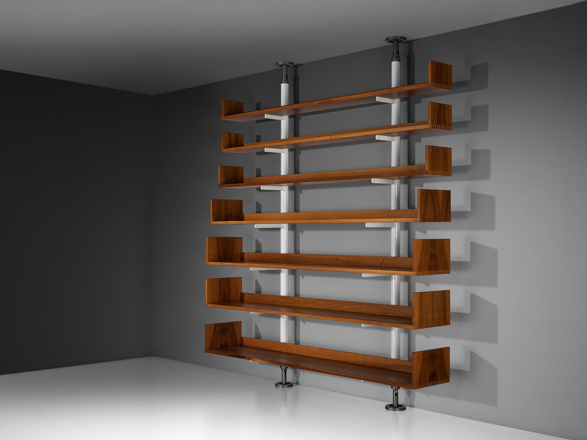 Carlo Scarpa for Bernini '795' Library in Metal and Walnut Case pieces and storage cabinets Morentz