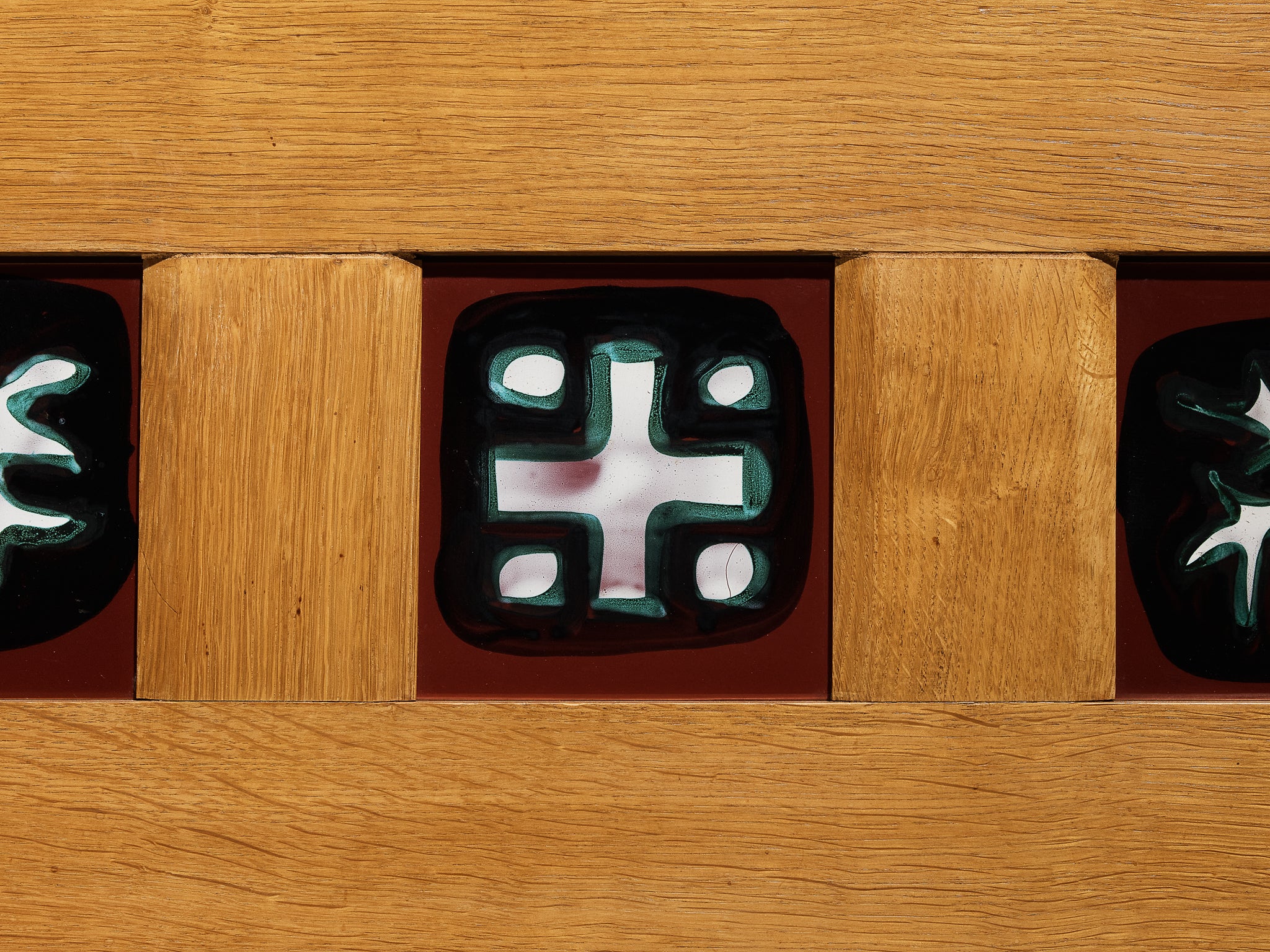 Grand Guillerme & Chambron Sideboard in Solid Oak with Ceramic Tiles Case pieces and storage cabinets Morentz