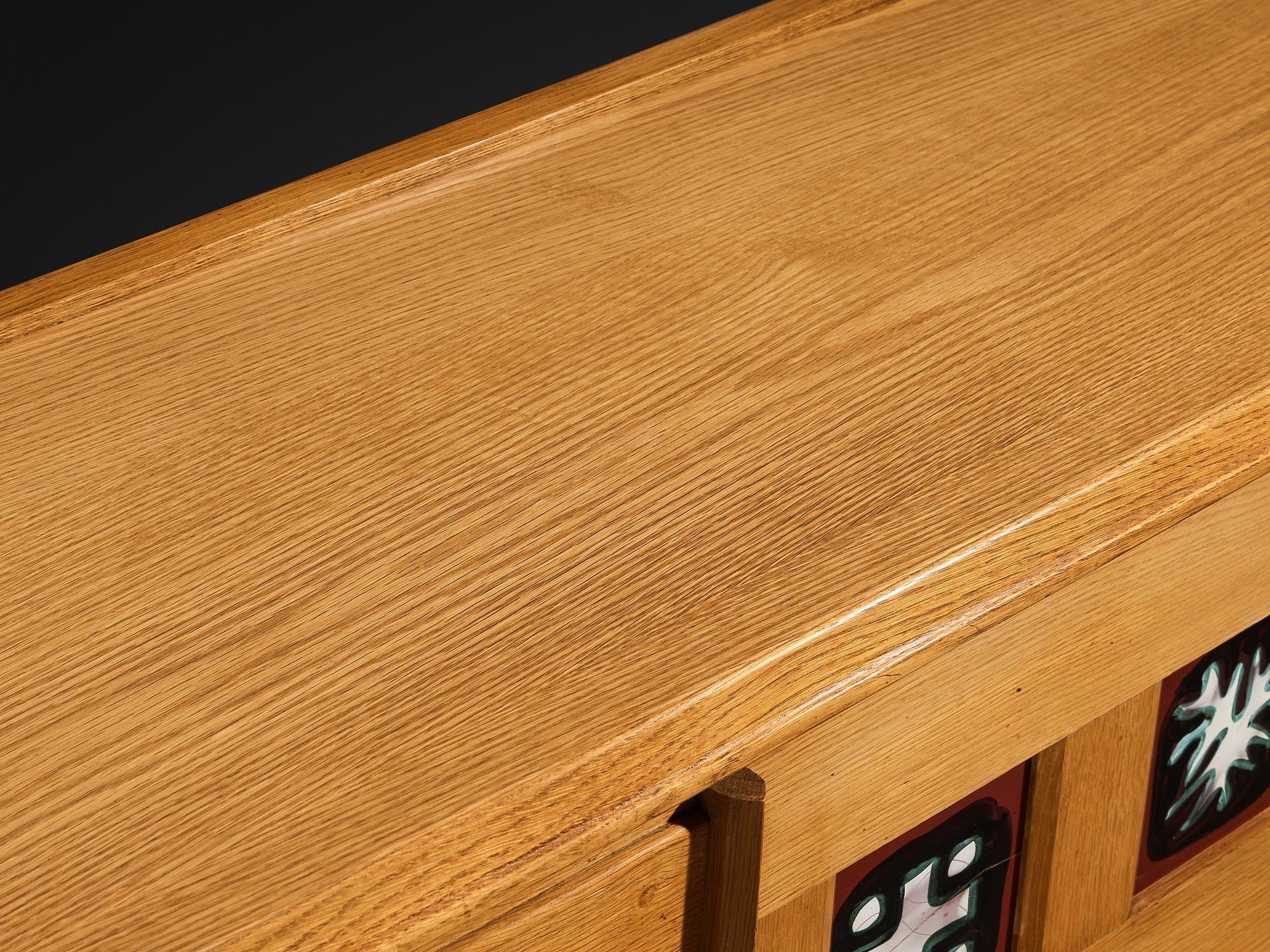 Grand Guillerme & Chambron Sideboard in Solid Oak with Ceramic Tiles Case pieces and storage cabinets Morentz