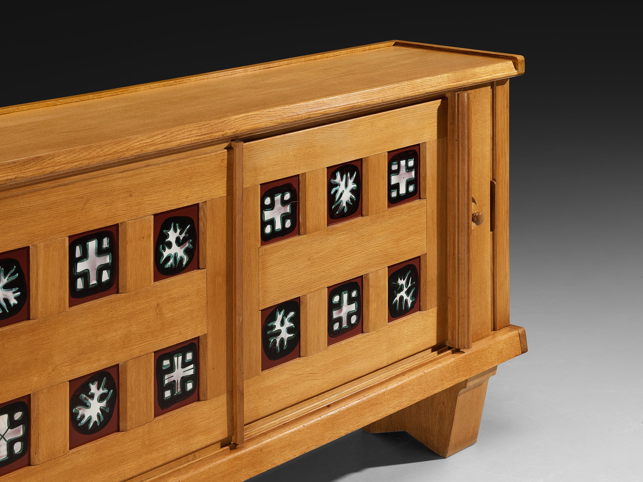 Grand Guillerme & Chambron Sideboard in Solid Oak with Ceramic Tiles Case pieces and storage cabinets Morentz