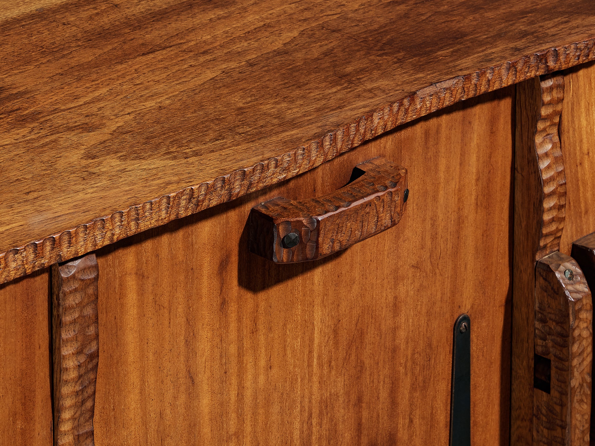 Mid-Century Sculptural Sideboard in Meranti and Wrought Iron Case pieces and storage cabinets Morentz