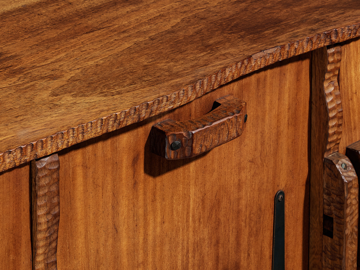 Mid-Century Sculptural Sideboard in Meranti and Wrought Iron Case pieces and storage cabinets Morentz
