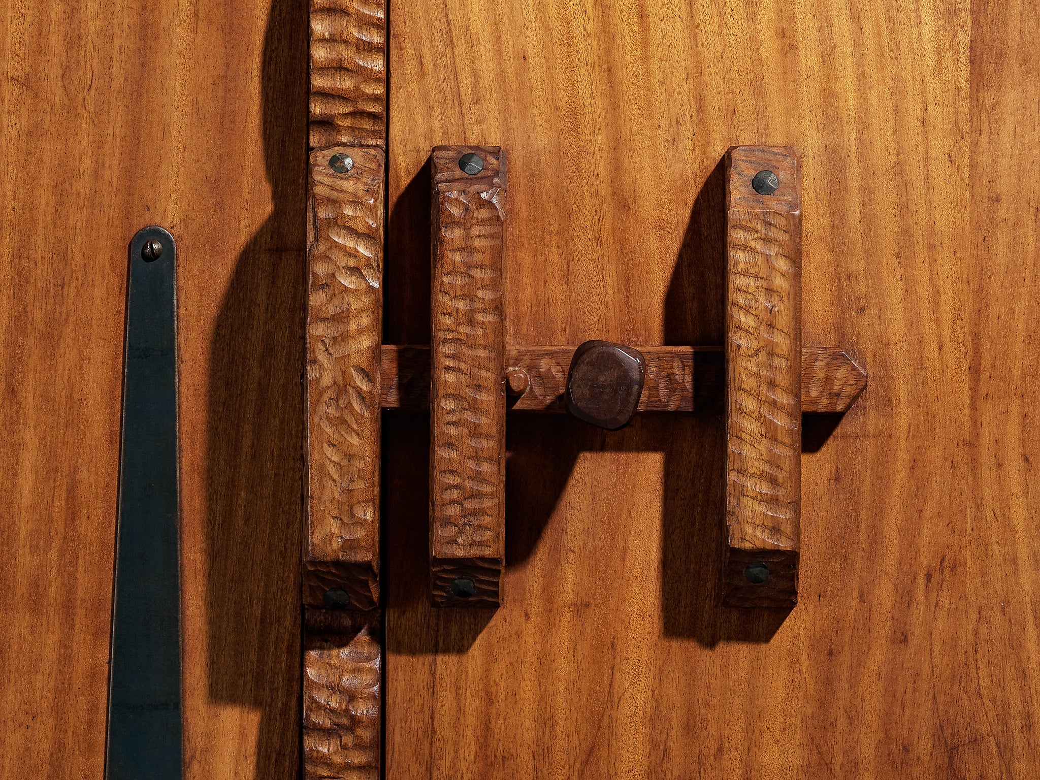 Mid-Century Sculptural Sideboard in Meranti and Wrought Iron Case pieces and storage cabinets Morentz