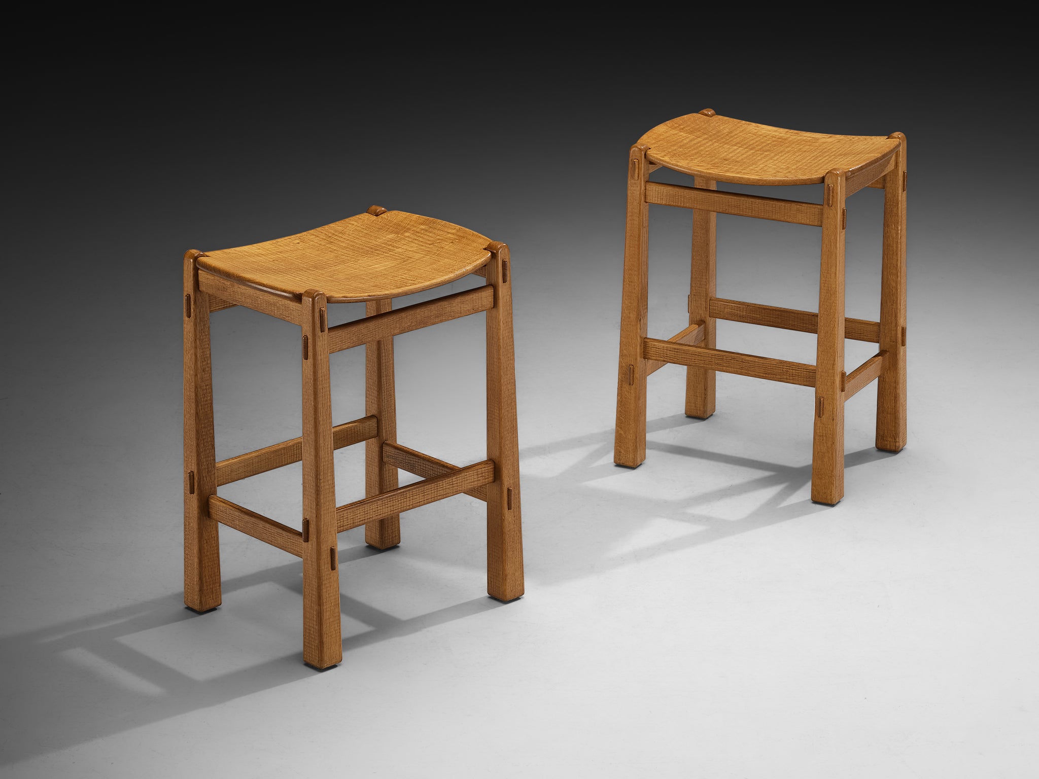 Giuseppe Rivadossi for Officina Rivadossi High Bar Stools in Oak Seating Morentz