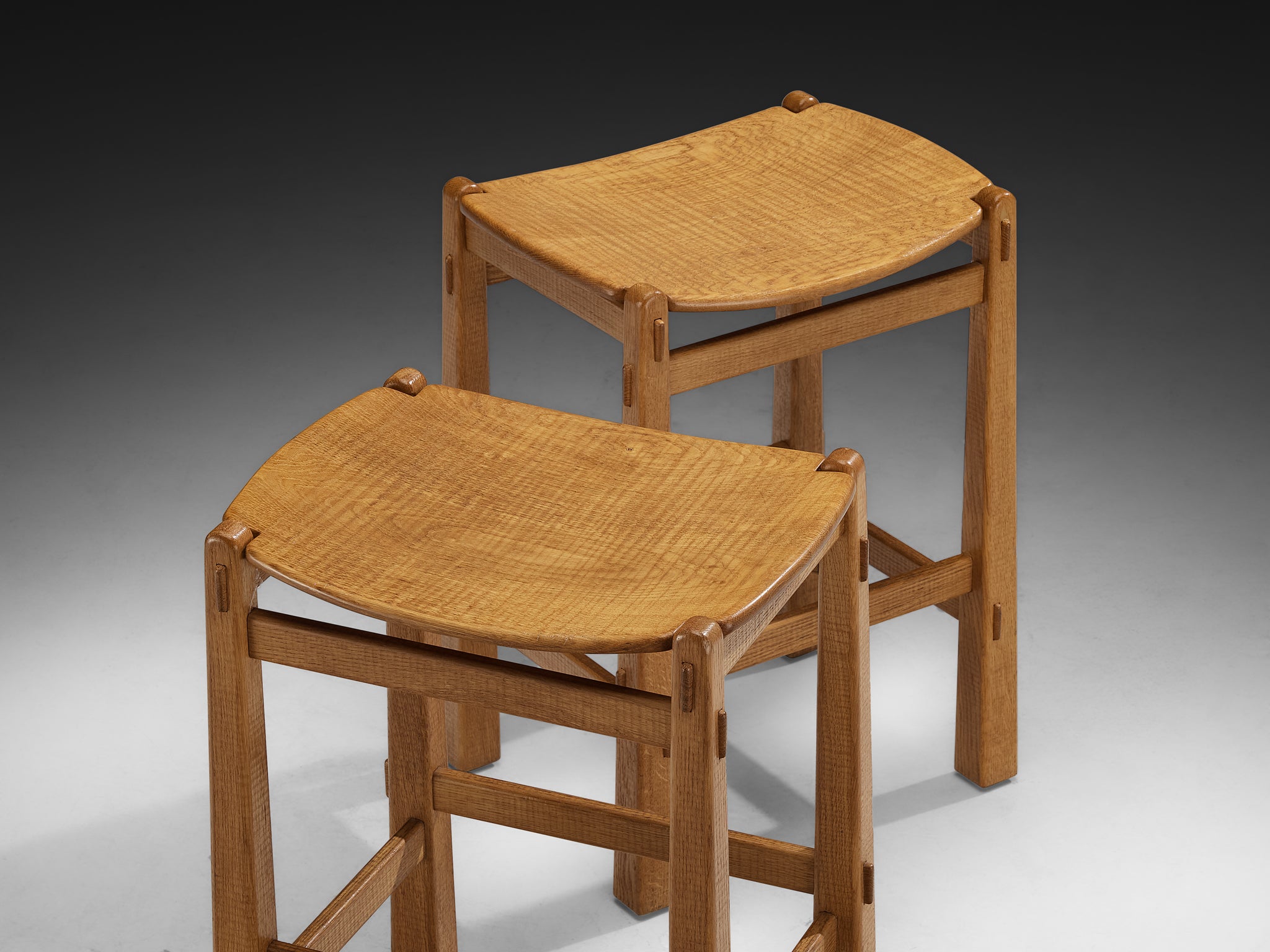 Giuseppe Rivadossi for Officina Rivadossi High Bar Stools in Oak Seating Morentz