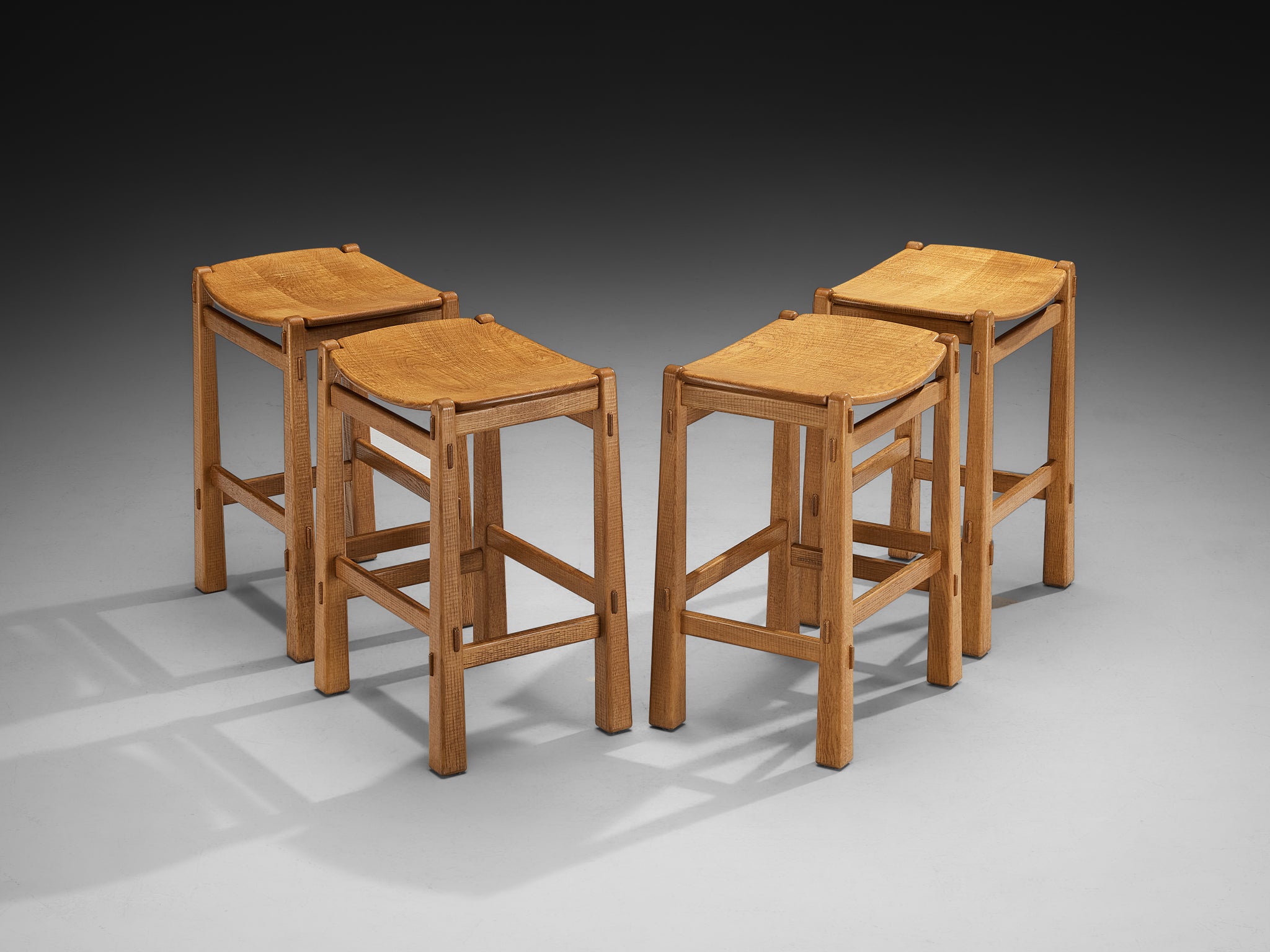Giuseppe Rivadossi for Officina Rivadossi High Bar Stools in Oak Seating Morentz