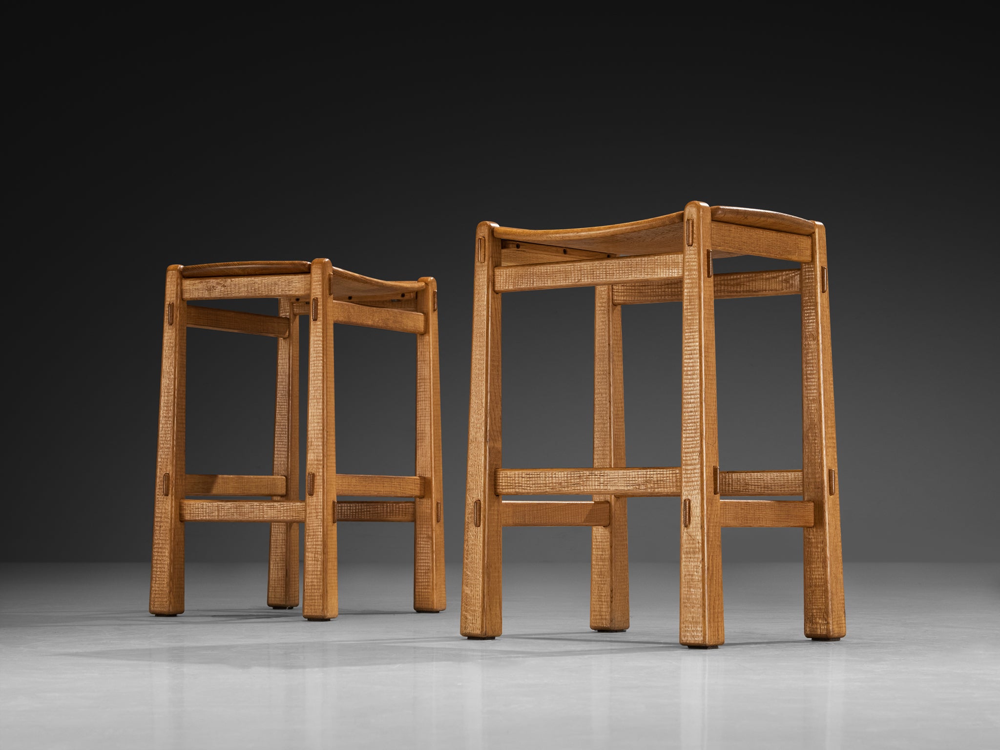 Giuseppe Rivadossi for Officina Rivadossi High Bar Stools in Oak Seating Morentz
