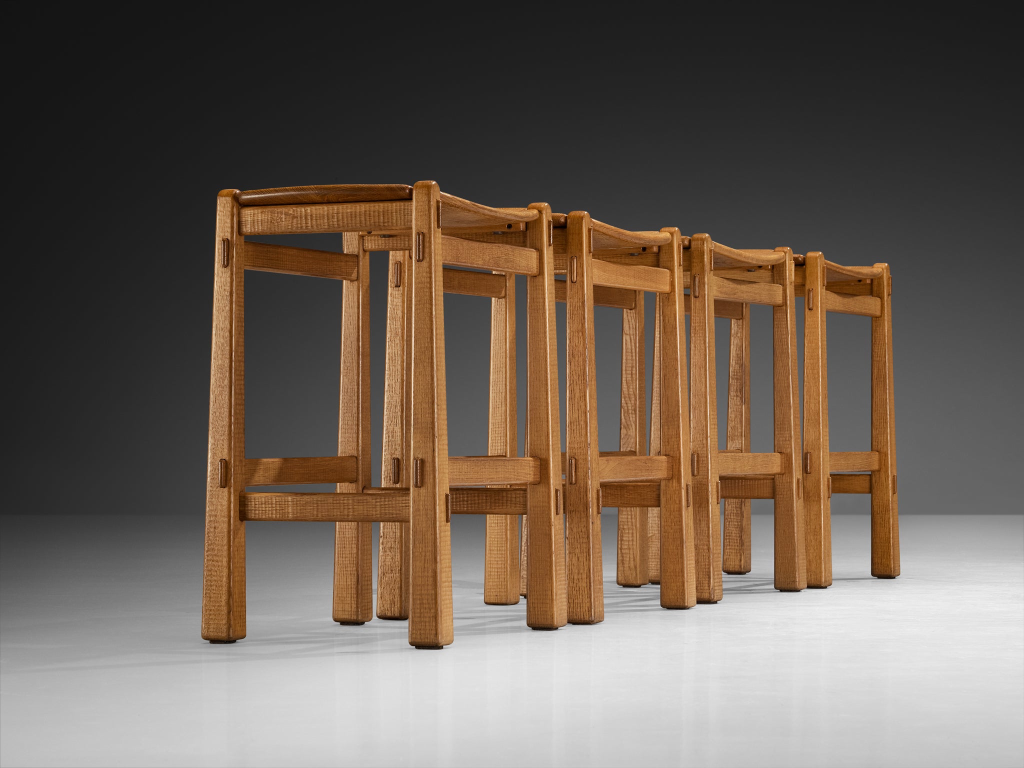 Giuseppe Rivadossi for Officina Rivadossi High Bar Stools in Oak Seating Morentz