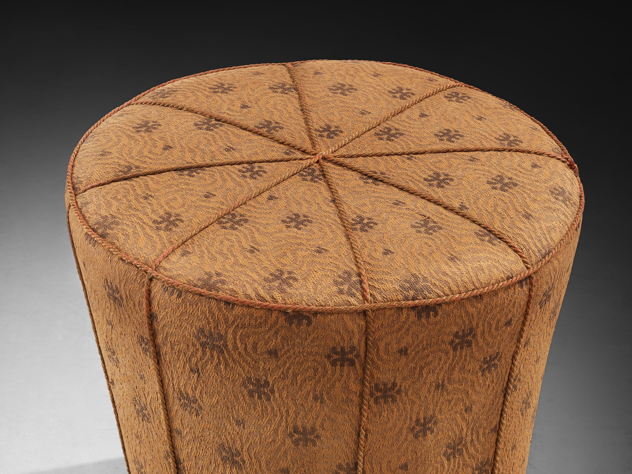 Jindrich Halabala Round Stool in Decorative Fabric Seating Morentz