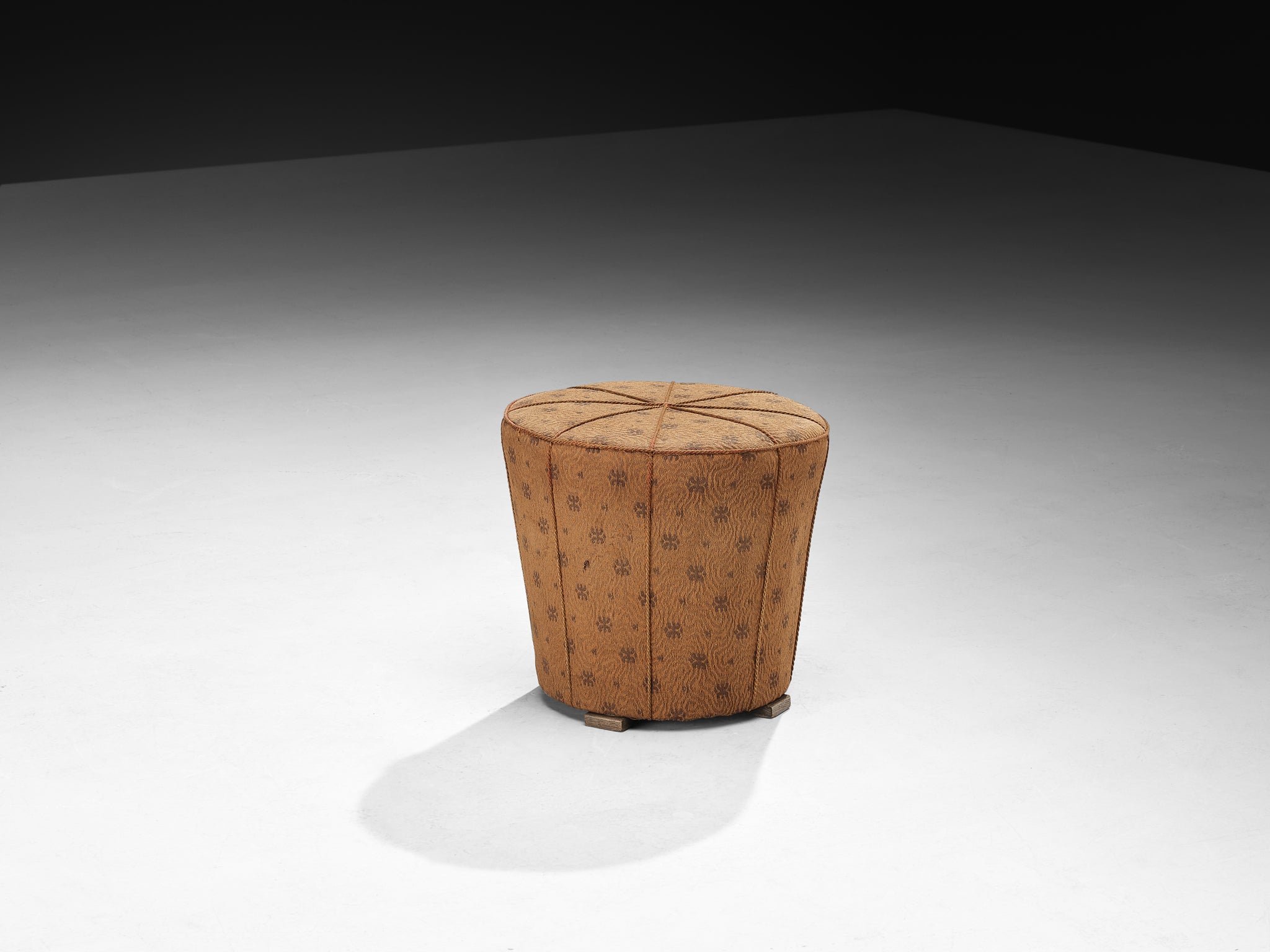 Jindrich Halabala Round Stool in Decorative Fabric Seating Morentz