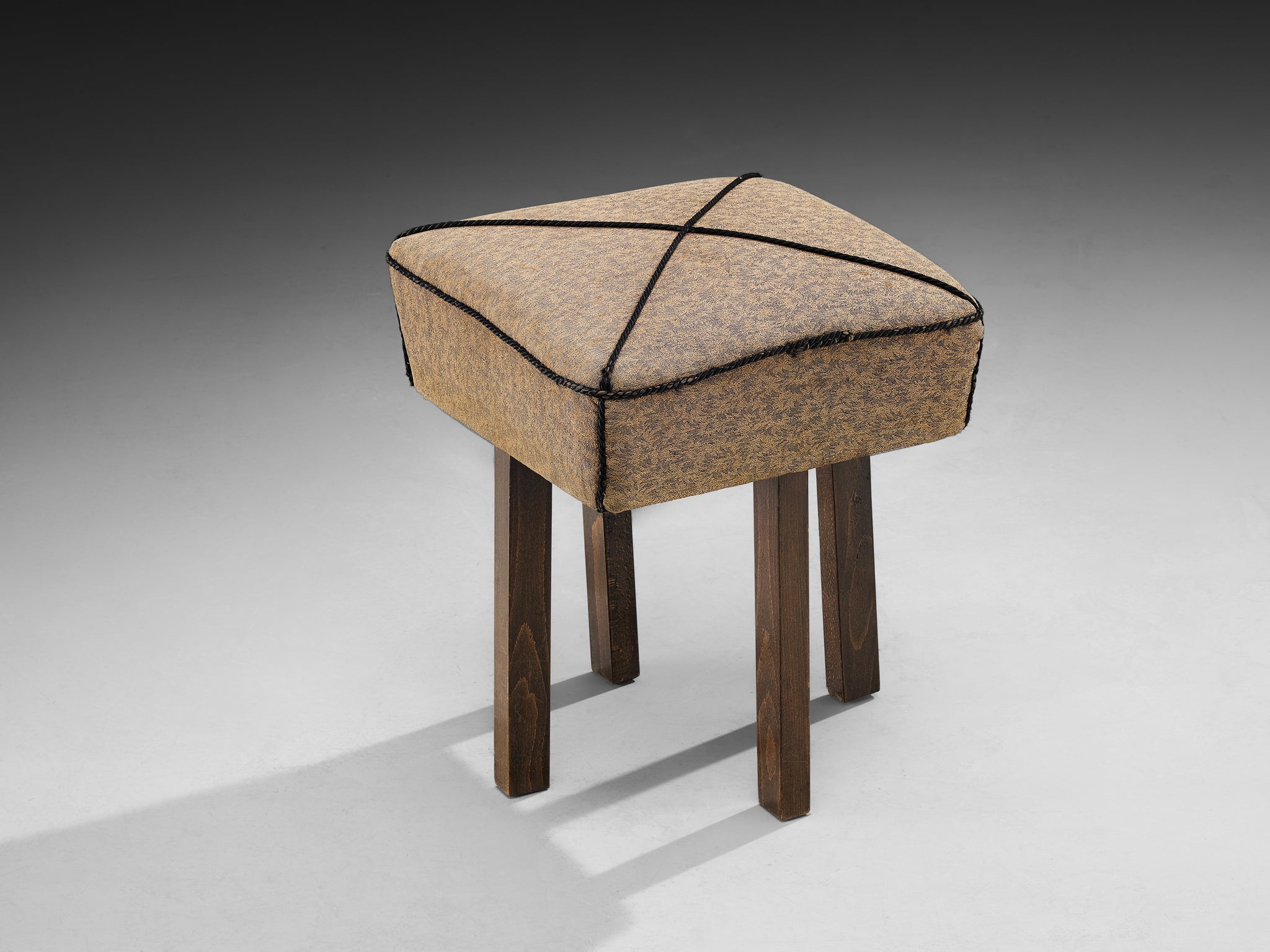Jindrich Halabala Square Stool in Decorative Fabric Seating Morentz