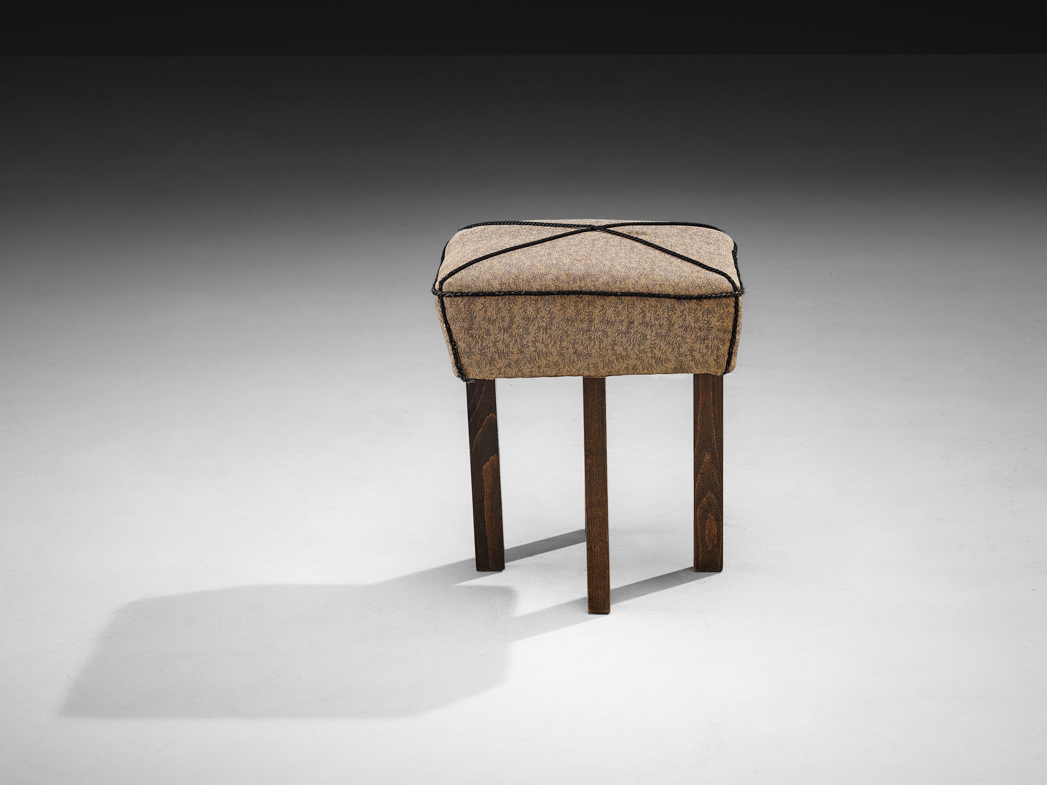 Jindrich Halabala Square Stool in Decorative Fabric Seating Morentz