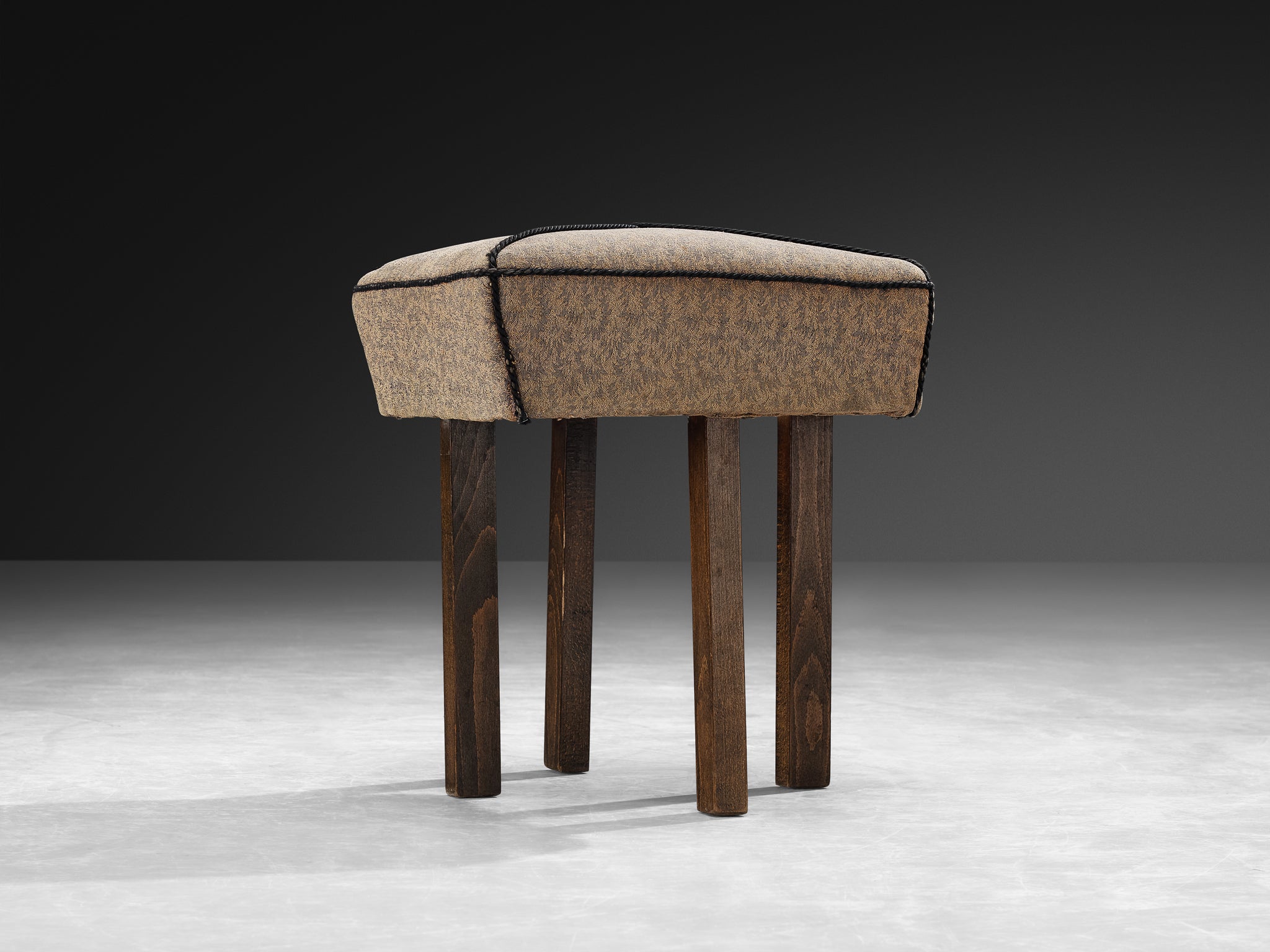 Jindrich Halabala Square Stool in Decorative Fabric Seating Morentz
