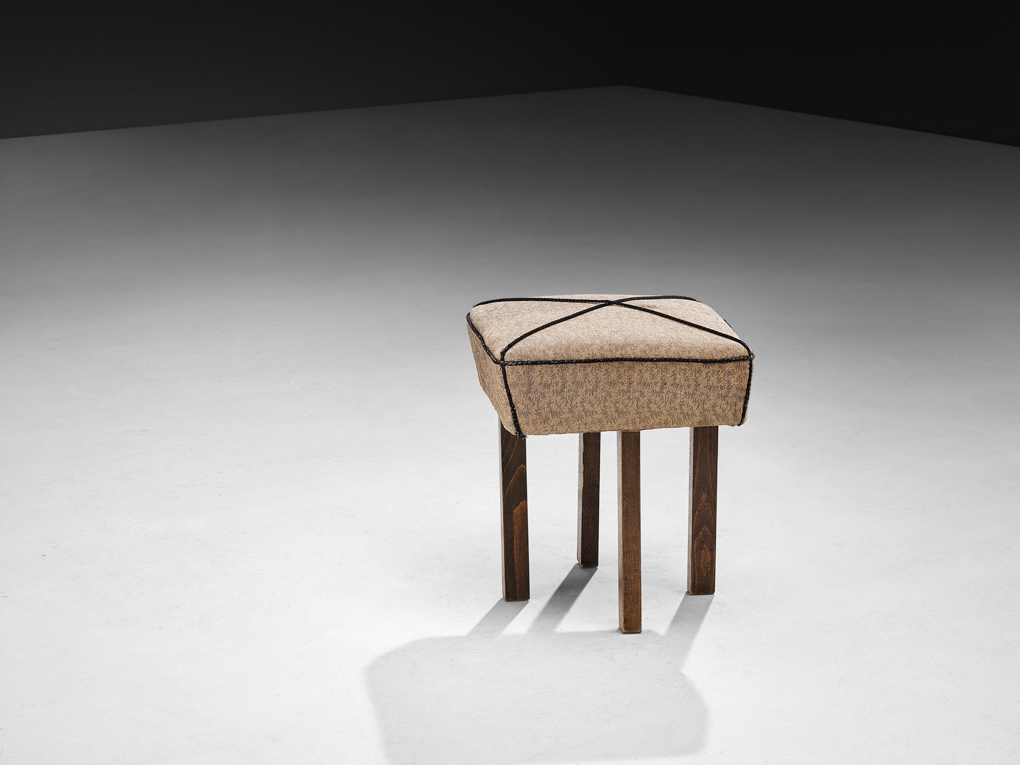 Jindrich Halabala Square Stool in Decorative Fabric Seating Morentz