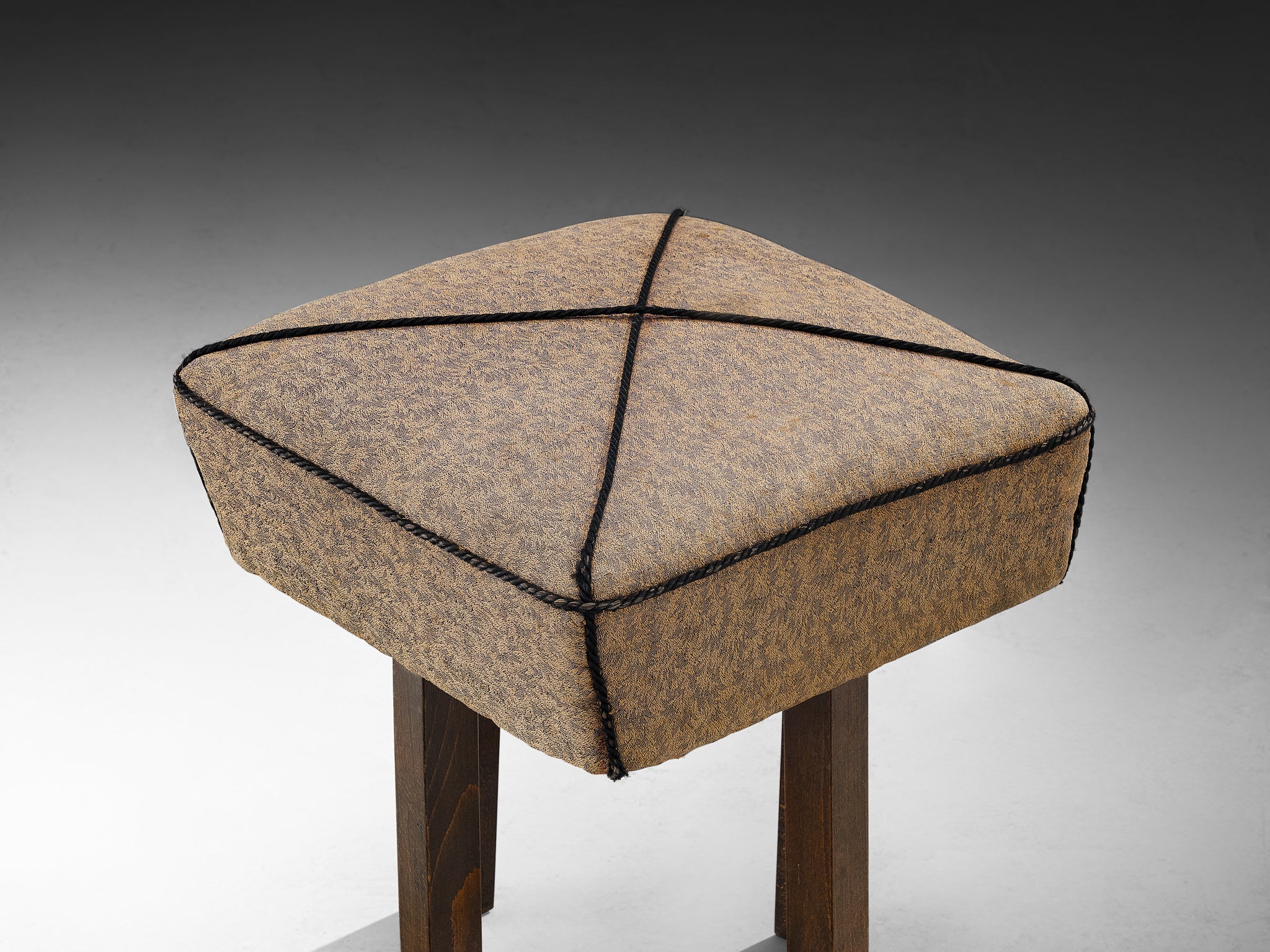 Jindrich Halabala Square Stool in Decorative Fabric Seating Morentz