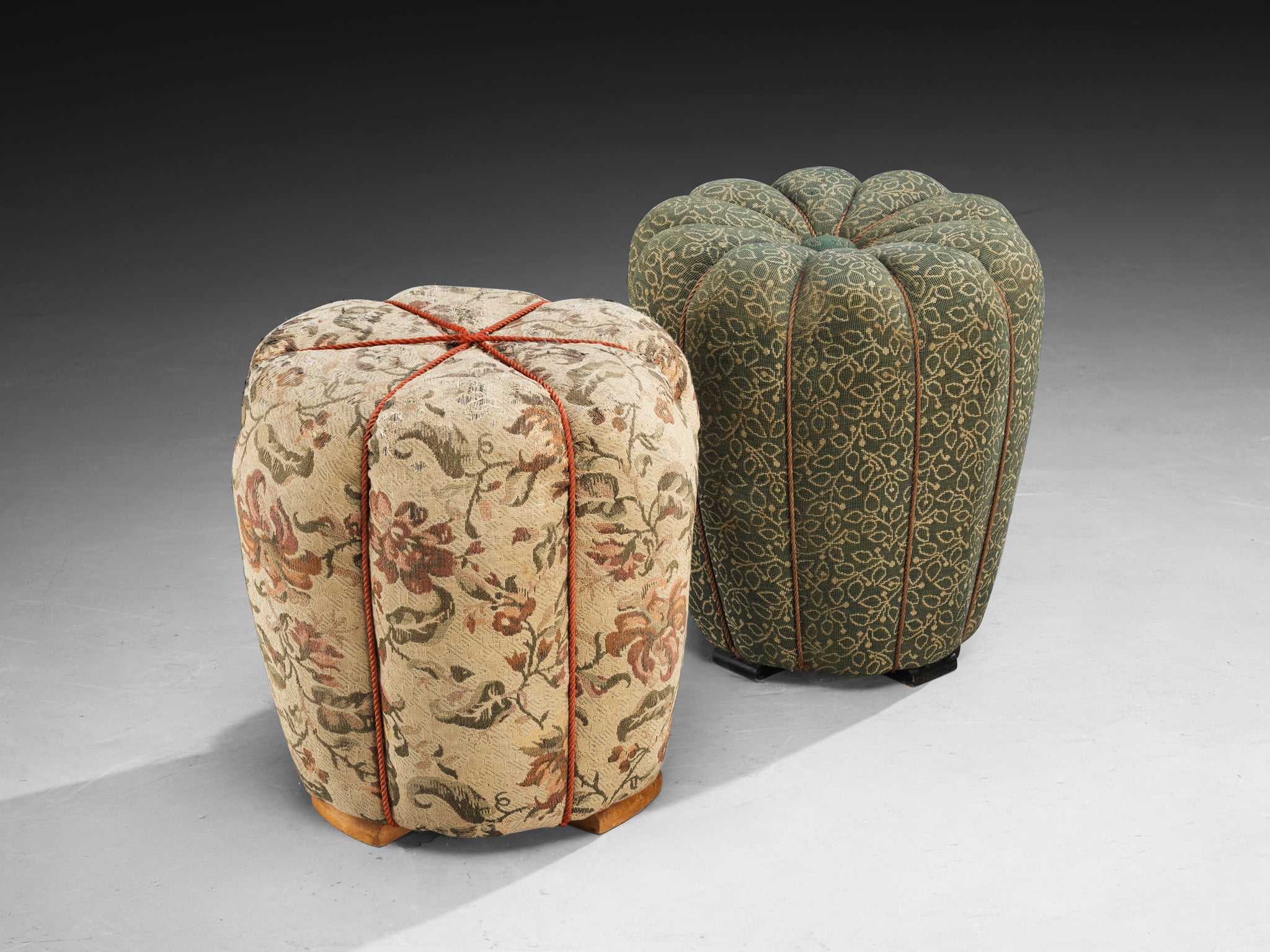 Jindrich Halabala Stools in Decorative Upholstery Seating Morentz