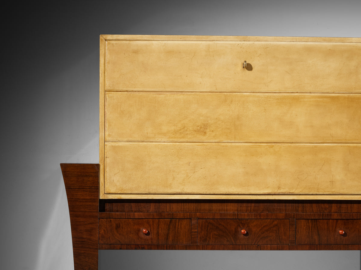 Guglielmo Ulrich for Ar.Ca Milano Bar Cabinet in Wood and Parchment