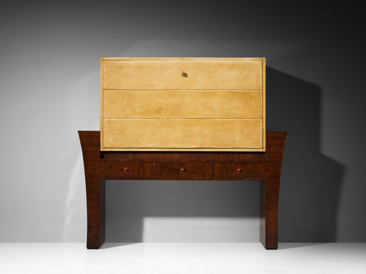 Guglielmo Ulrich for Ar.Ca Milano Bar Cabinet in Wood and Parchment