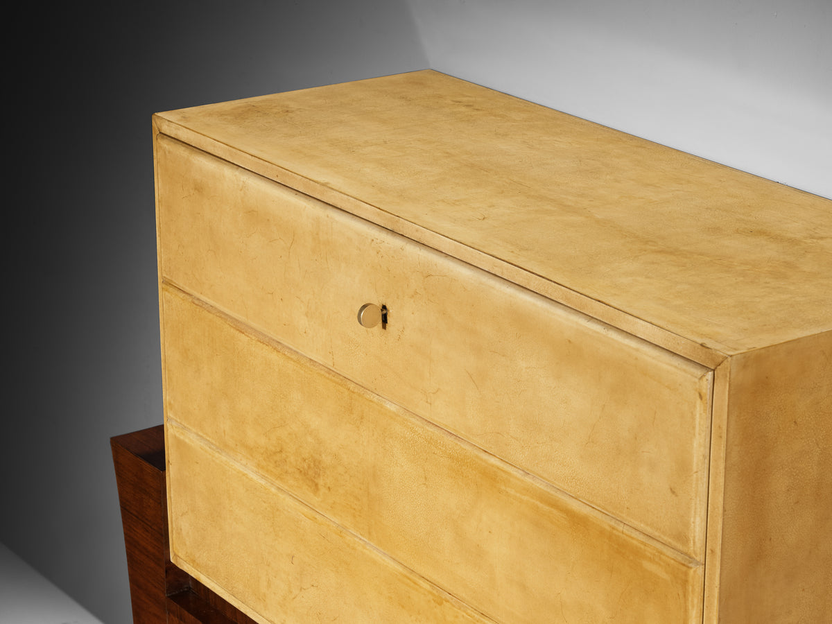 Guglielmo Ulrich for Ar.Ca Milano Bar Cabinet in Wood and Parchment
