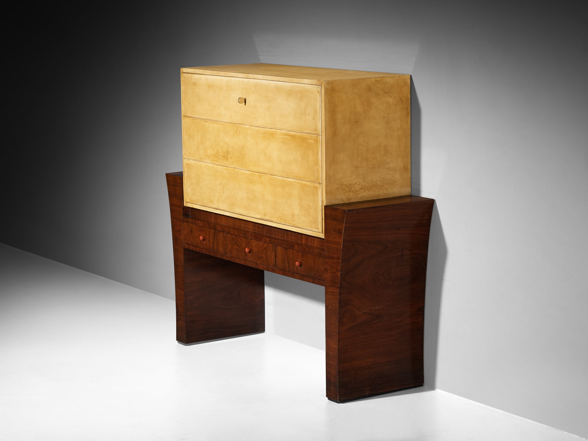 Guglielmo Ulrich for Ar.Ca Milano Bar Cabinet in Parchment and Wood Case pieces and storage cabinets Morentz