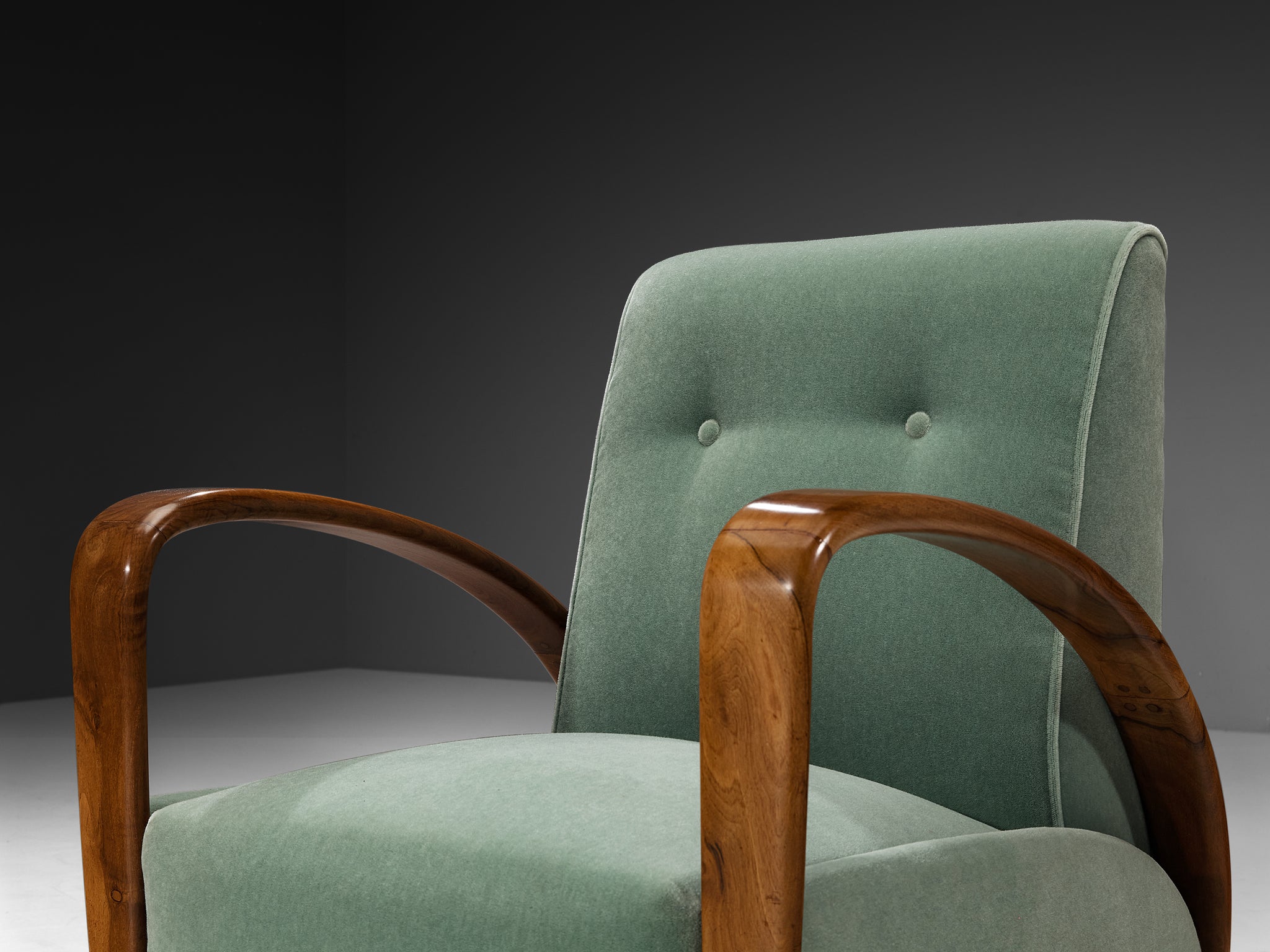Rare Osvaldo Borsani for Arredamenti Borsani Varedo Pair of Lounge Chairs in Walnut Seating Morentz