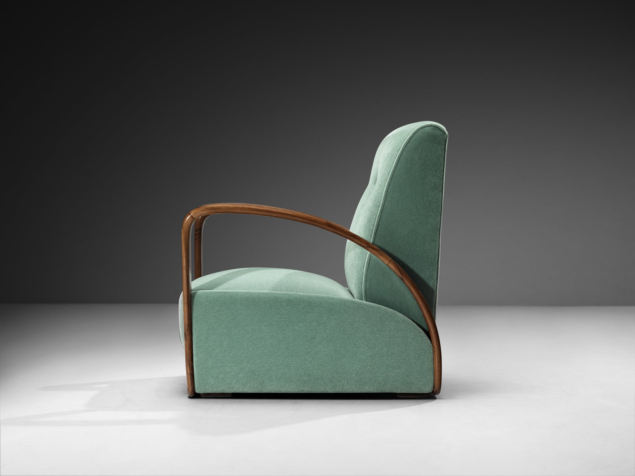 Rare Osvaldo Borsani for Arredamenti Borsani Varedo Pair of Lounge Chairs in Walnut Seating Morentz