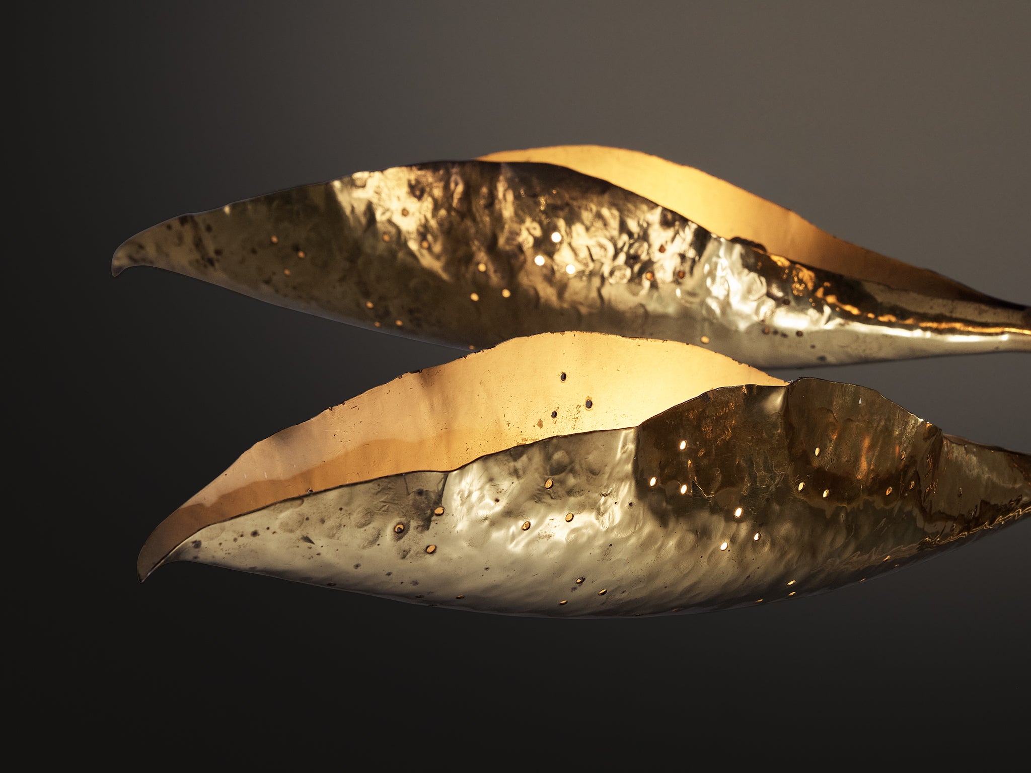 Angelo Lelii for Arredoluce Chandelier in Hammered Brass Lighting Morentz