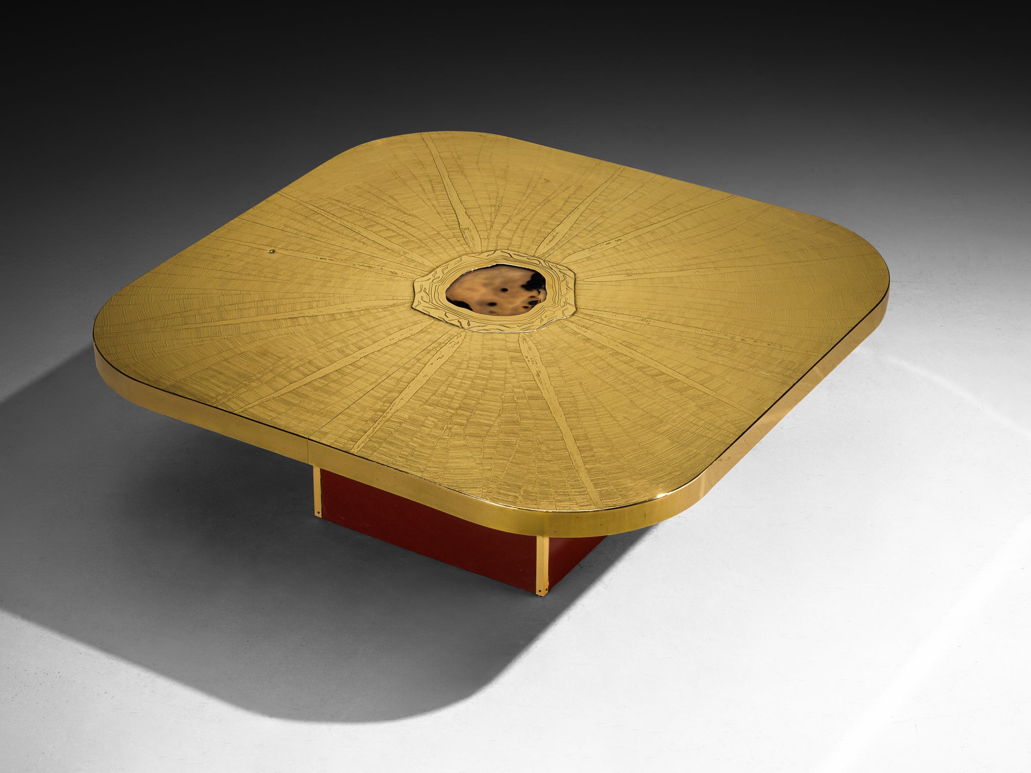Paco Rabanne Coffee Table in Etched Brass with Agate Detailed Top Tables Morentz
