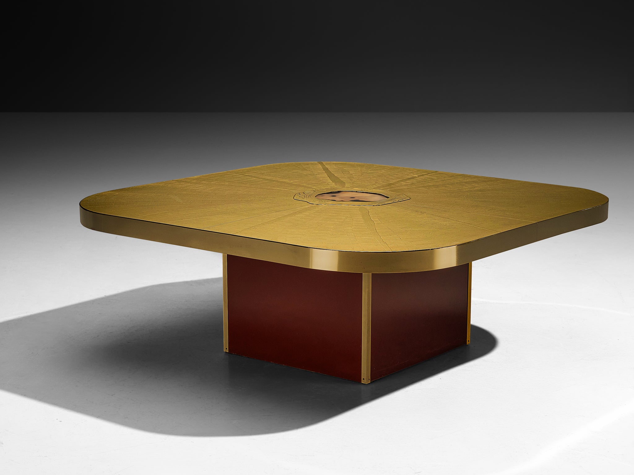Paco Rabanne Coffee Table in Etched Brass with Agate Detailed Top Tables Morentz