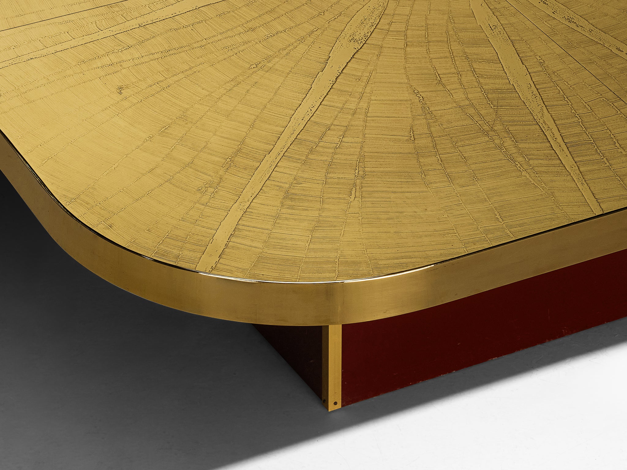 Paco Rabanne Coffee Table in Etched Brass with Agate Detailed Top Tables Morentz