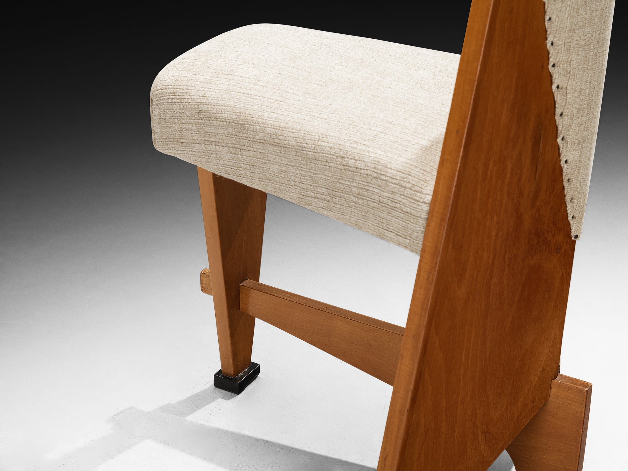 Laurens Groen Art Deco Side Chairs in Wood and Wool Seating Morentz