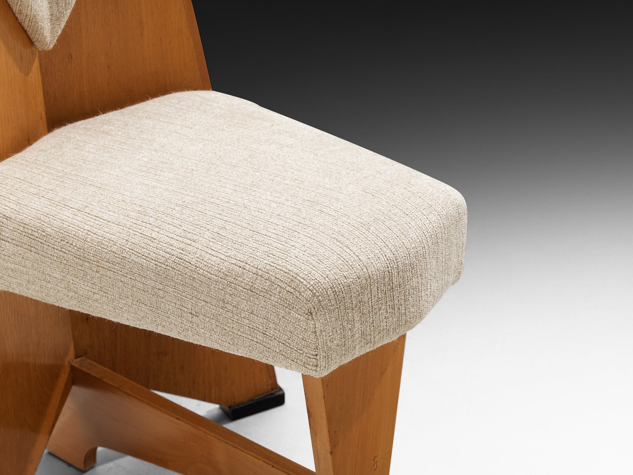 Laurens Groen Art Deco Side Chairs in Wood and Wool Seating Morentz