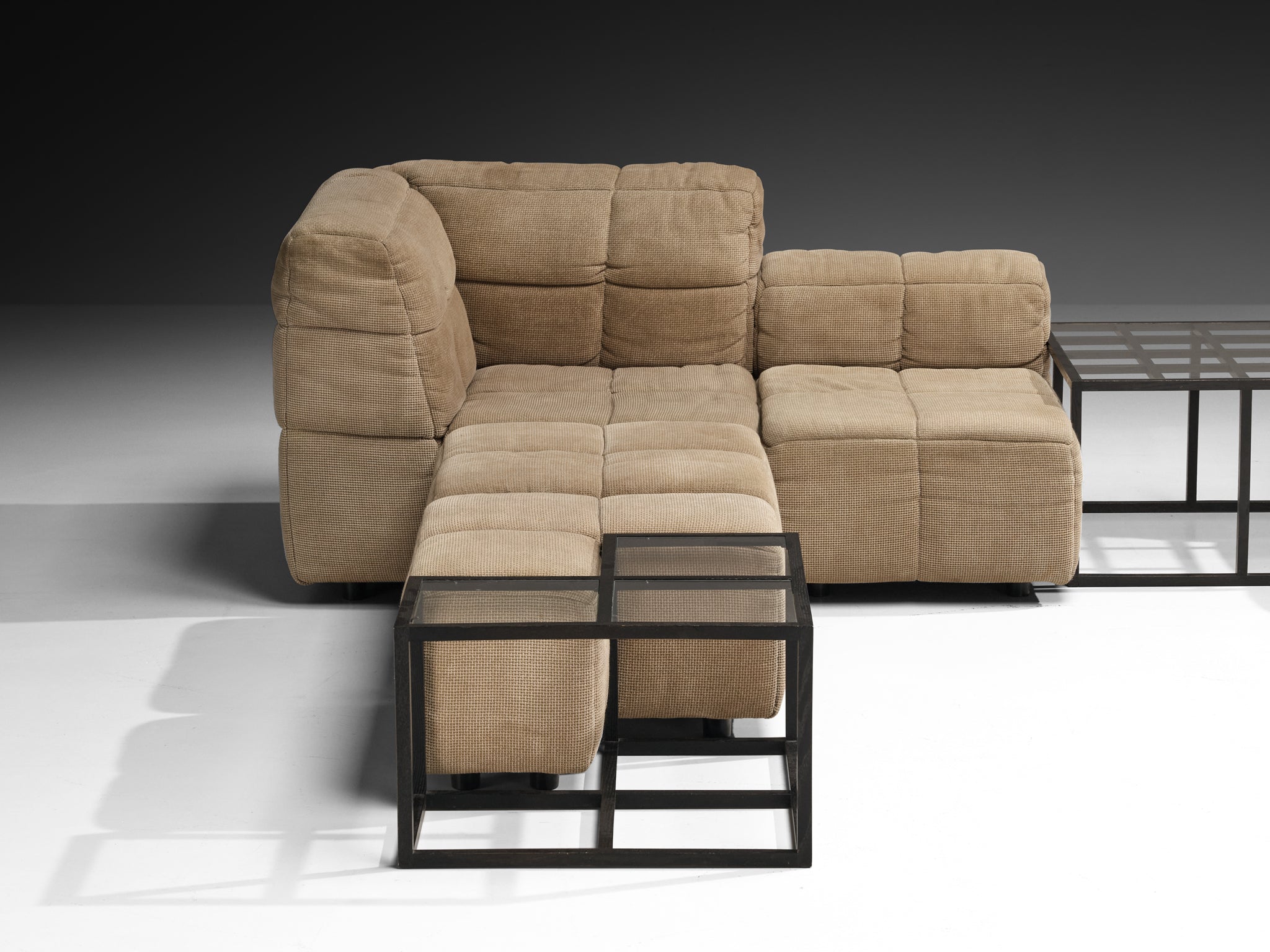 Hans Hopfer for Neue Wiener Werkstätte Modular 'Castell' Sofa with Side Tables Seating Morentz