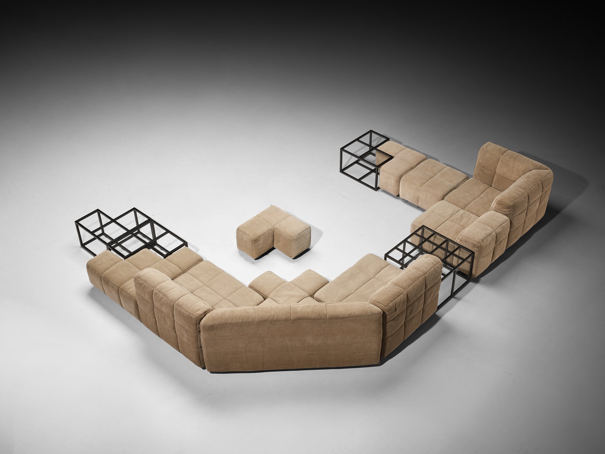 Hans Hopfer for Neue Wiener Werkstätte Modular 'Castell' Sofa with Side Tables Seating Morentz