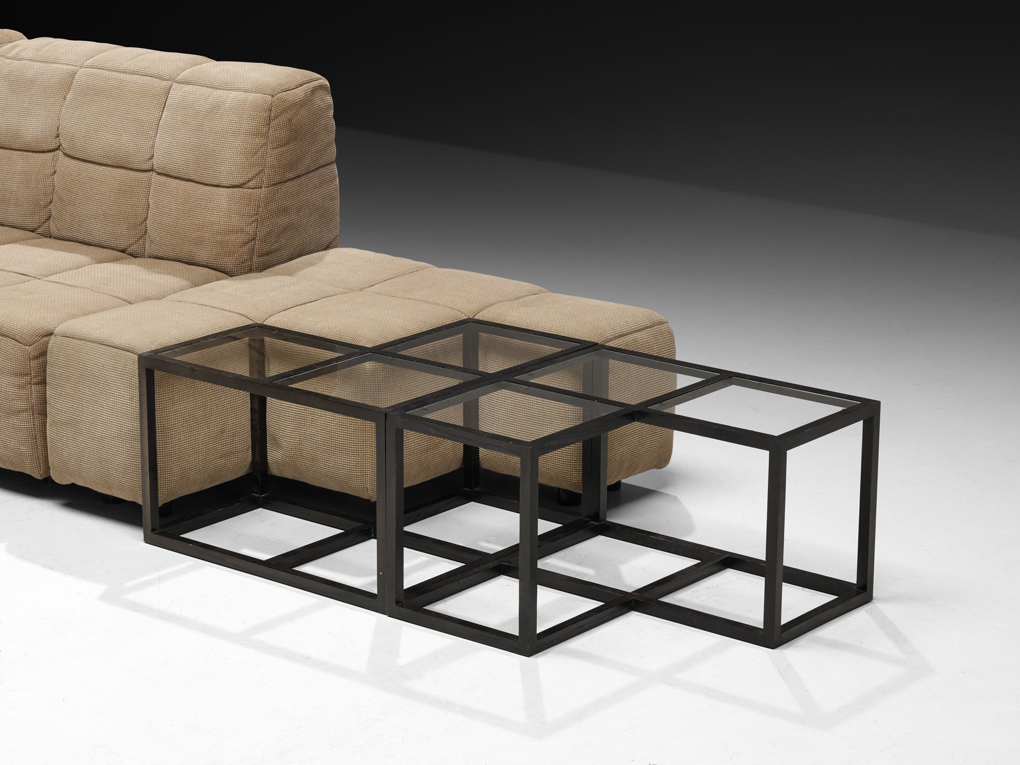Hans Hopfer for Neue Wiener Werkstätte Modular 'Castell' Sofa with Side Tables Seating Morentz