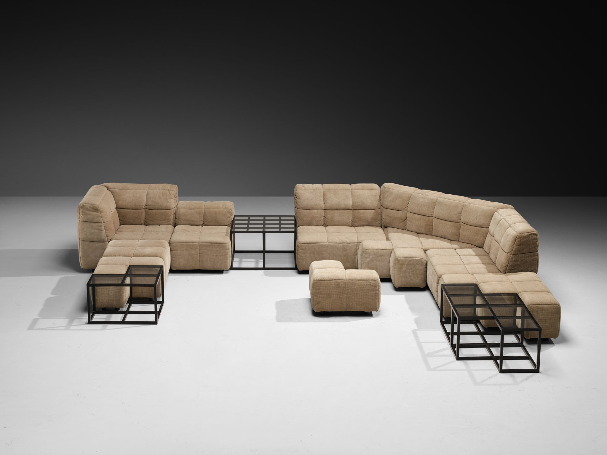 Hans Hopfer for Neue Wiener Werkstätte Modular 'Castell' Sofa with Side Tables Seating Morentz